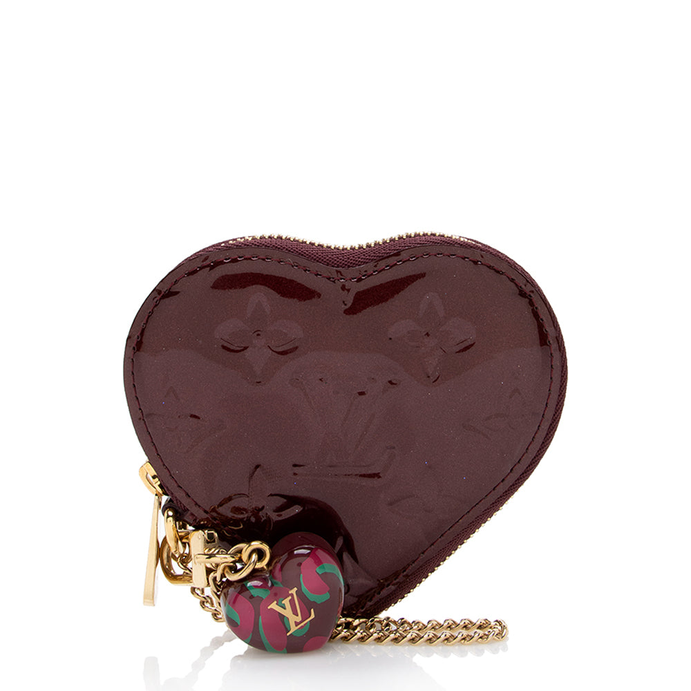Pre-owned Louis Vuitton Vernis Heart Coin Purse Patent Leather