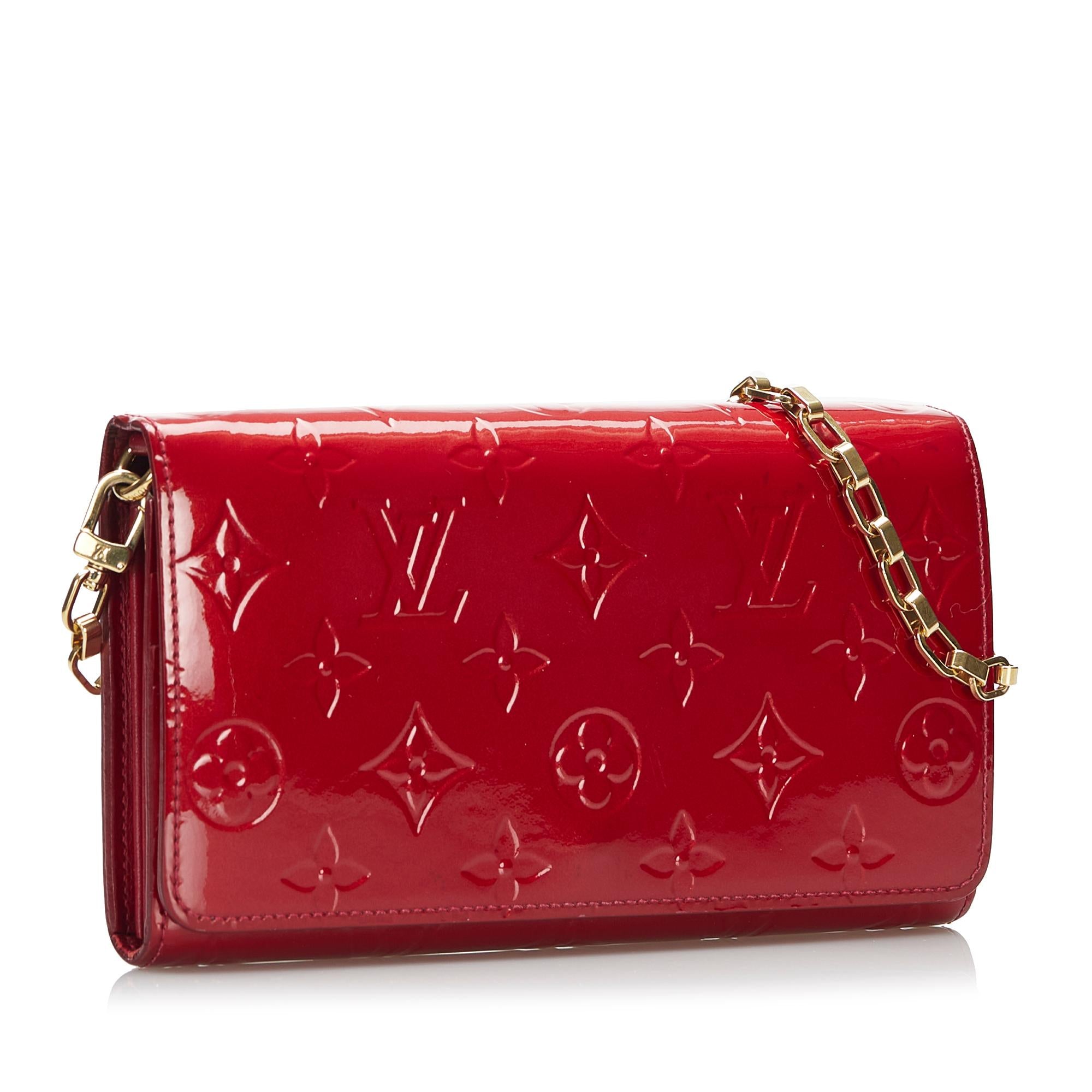 Louis Vuitton Monogram Vernis Sarah Chain Wallet (SHG-lZG0q8)
