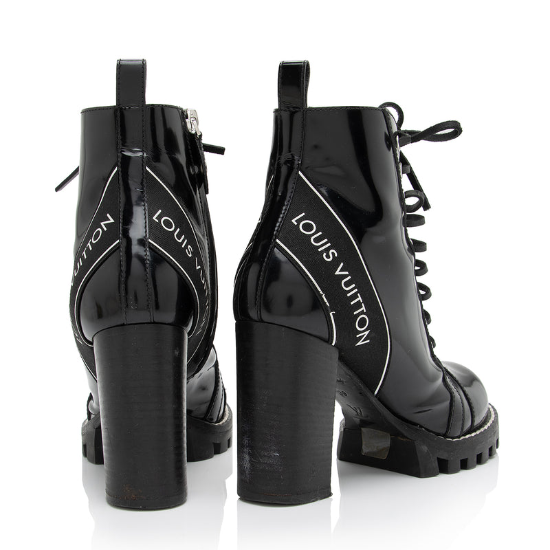 Louis Vuitton Patent Calfskin Logo Star Trail Ankle Boots - Size 9 / 3 –  LuxeDH