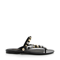 Louis Vuitton Patent Leather Studded Slide Sandals - Size 8 / 38 (SHF-23338)