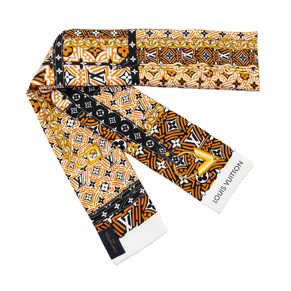 Louis Vuitton Silk Crafty Confidential Bandeau Scarf (SHF-22134)
