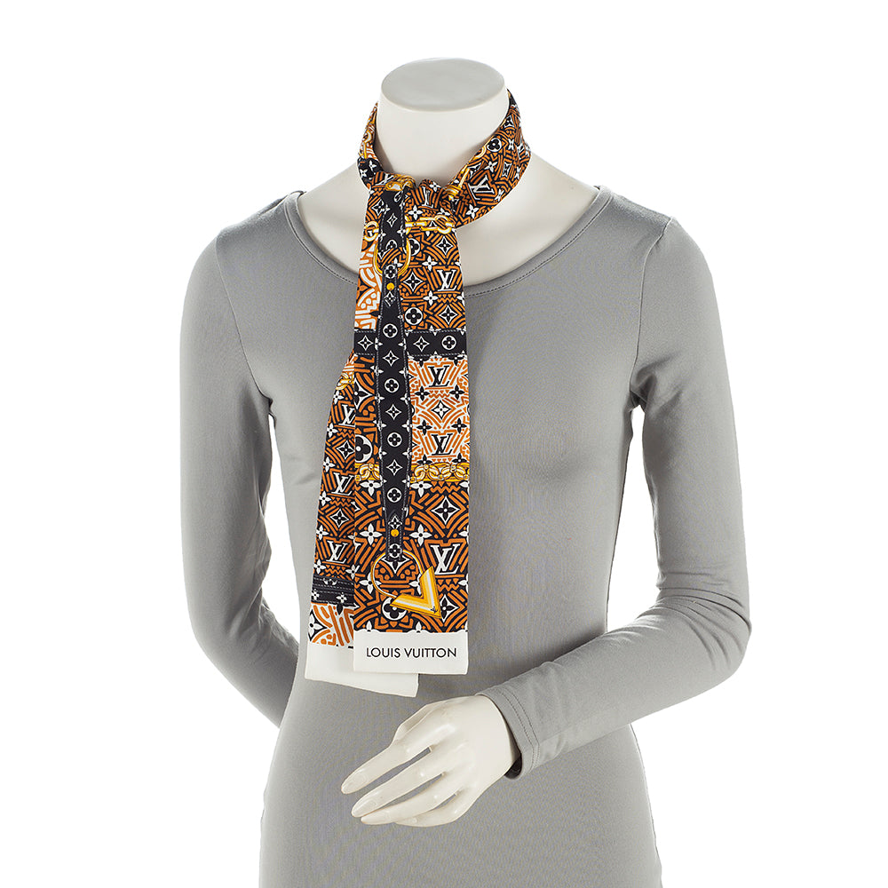 Louis Vuitton Silk Crafty Confidential Bandeau Scarf (SHF-22134)