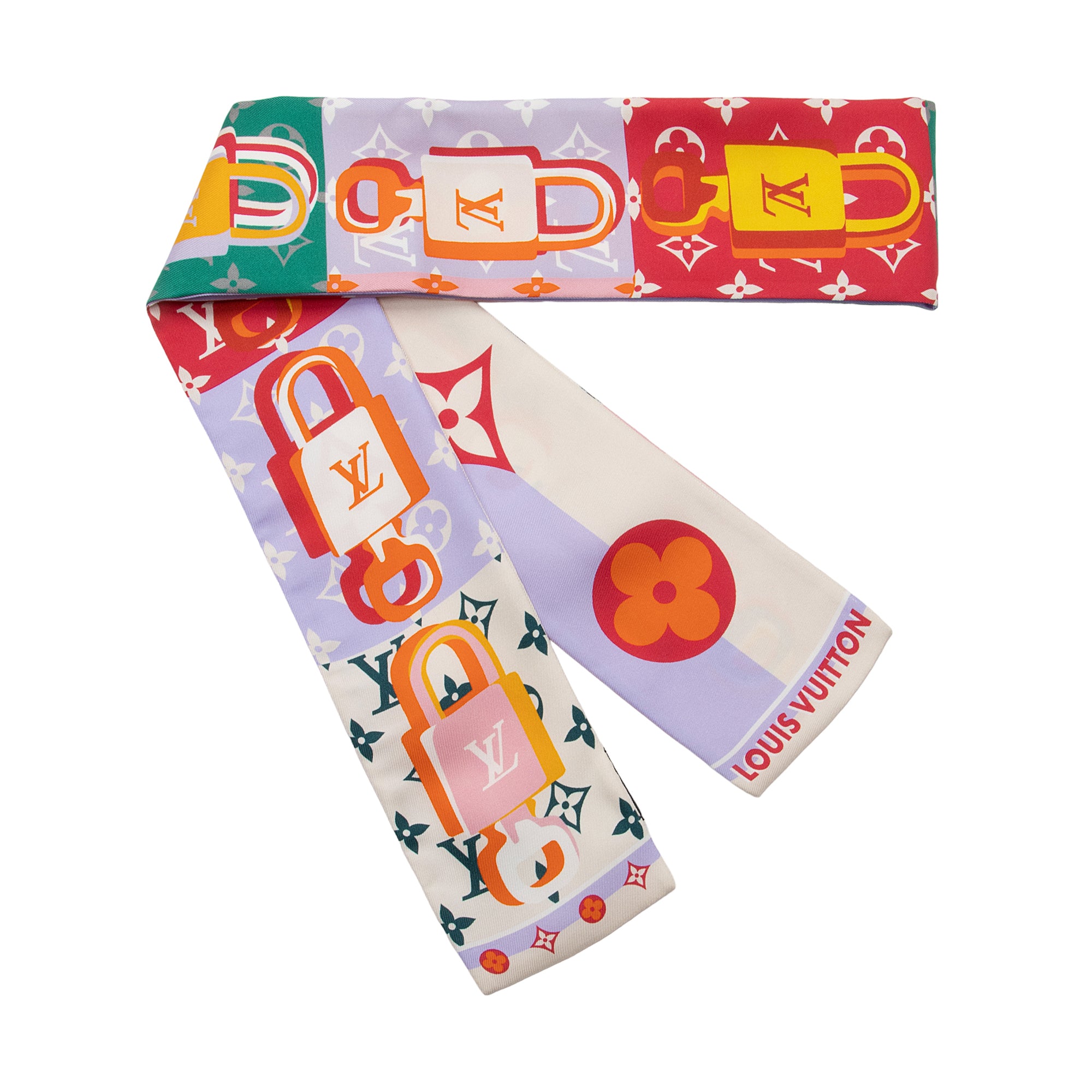 Louis Vuitton Silk LV Unlocked Bandeau Scarf (SHF-eKHIXV)
