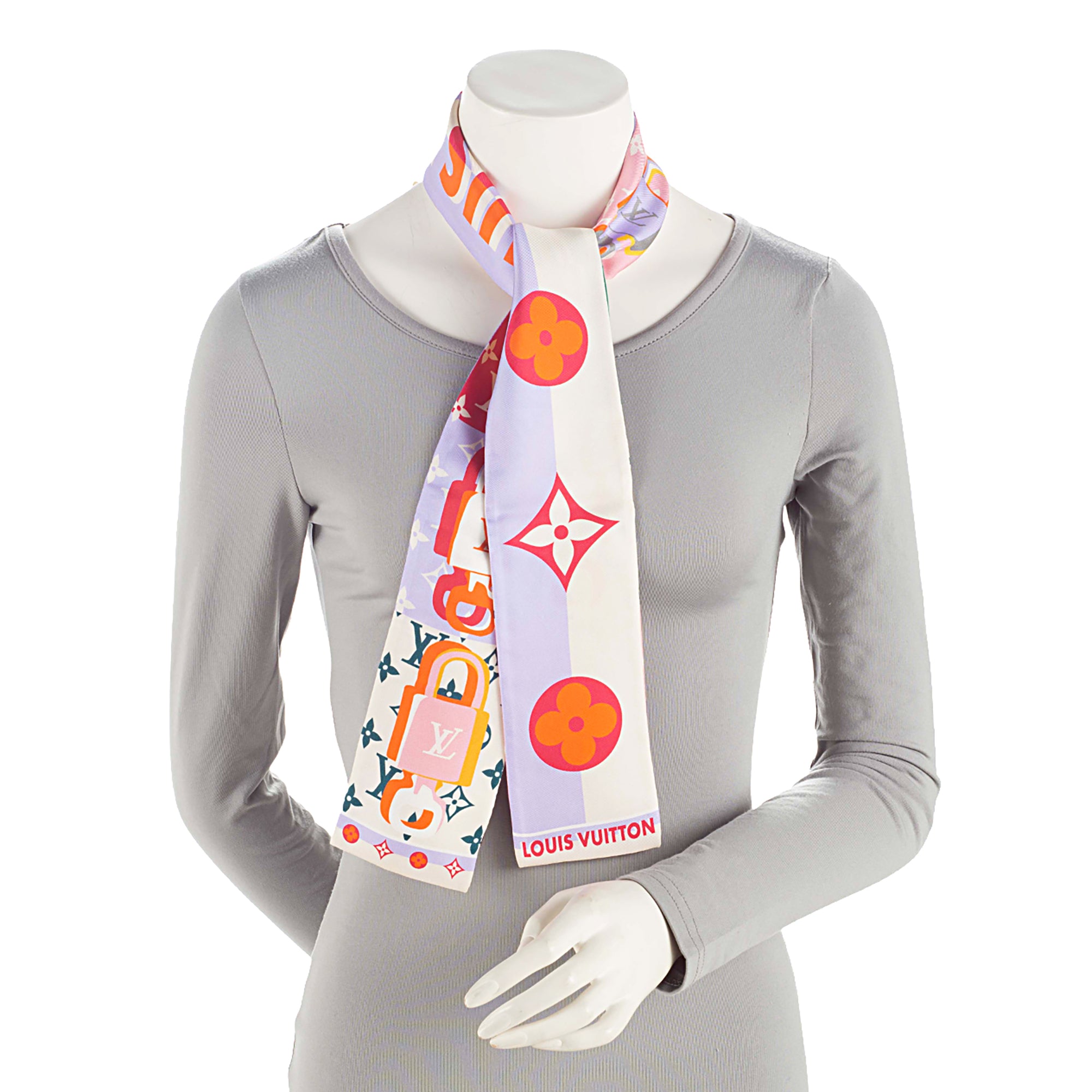 Louis Vuitton Silk LV Unlocked Bandeau Scarf (SHF-eKHIXV)