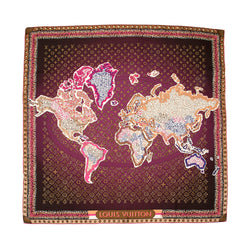 Louis Vuitton Silk Monogram Map 90cm Scarf (SHF-22138)