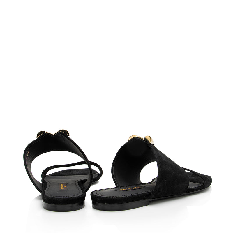 Louis Vuitton Suede V Cut Slide Sandals - Size 8 / 38