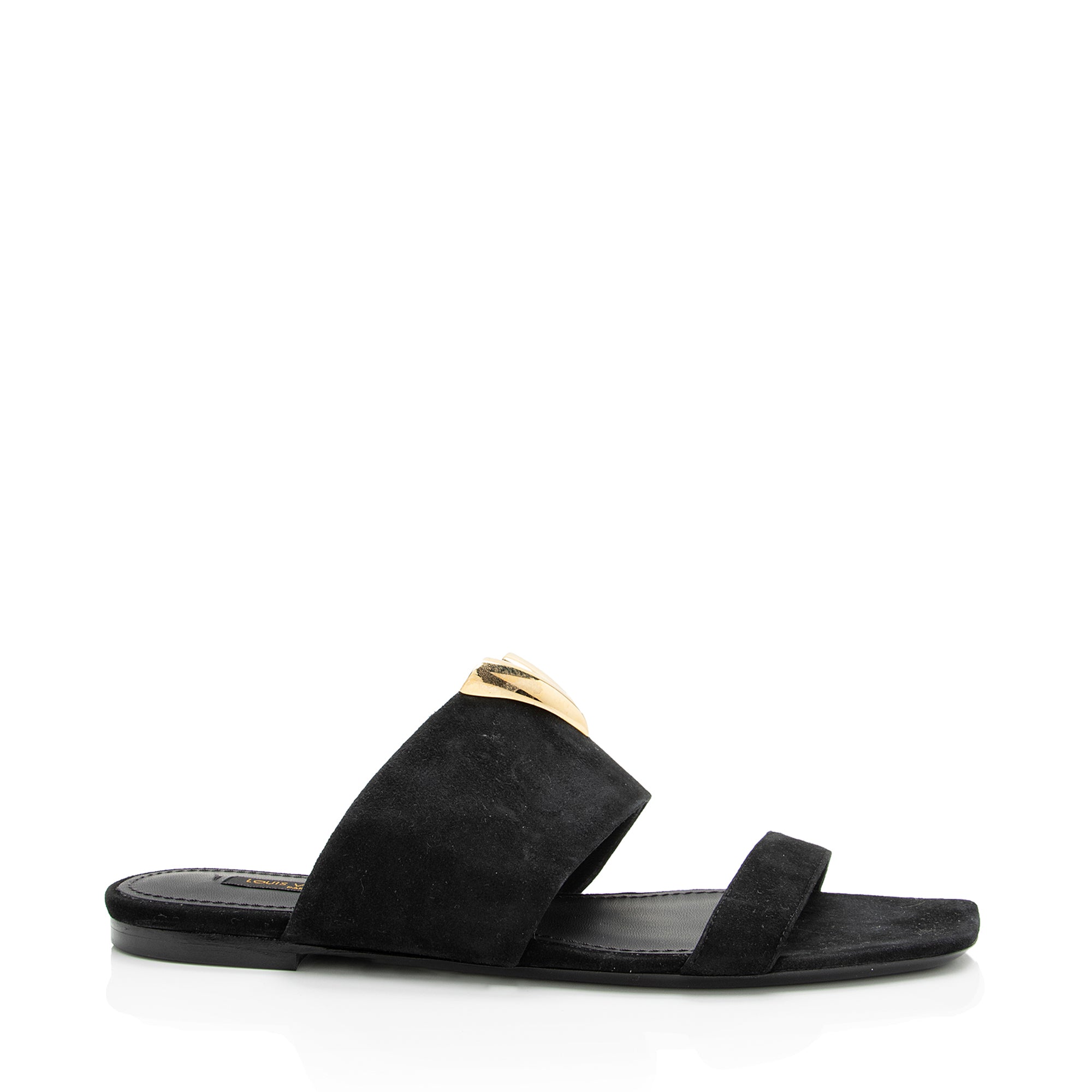 Louis Vuitton Suede V Cut Slide Sandals - Size 8 / 38 (SHF-23625)