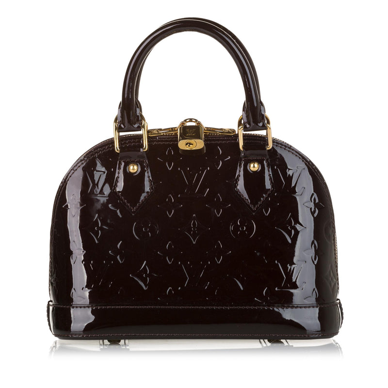 Louis Vuitton Alma Bb Monogram Patent Leather Satchel Crossbody Bag Red