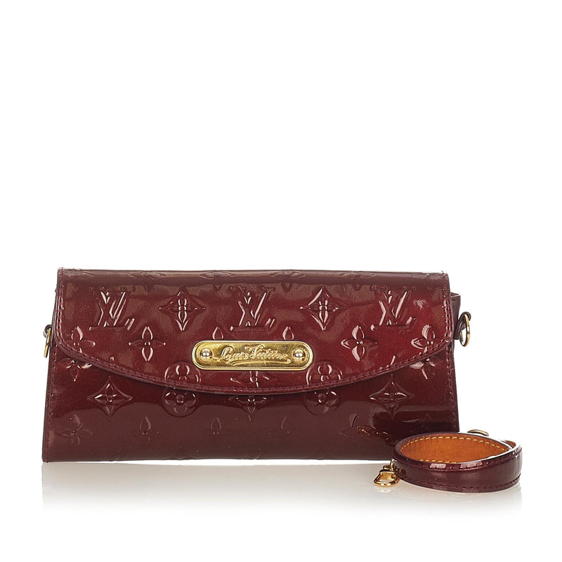 Red monogram Vernis leather Louis Vuitton Sunset Boulevard clutch