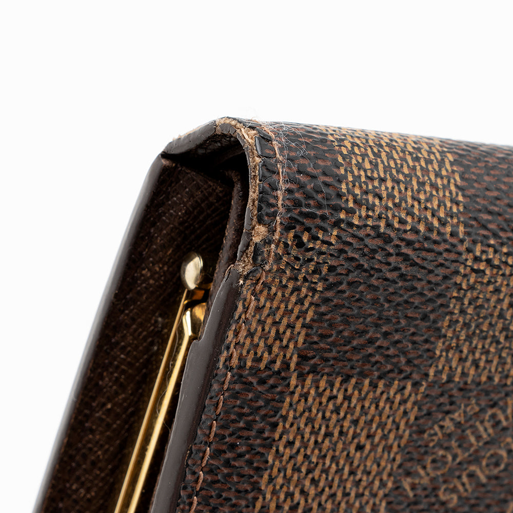 Louis Vuitton Vintage Damier Ebene French Purse Wallet (SHF-14149)