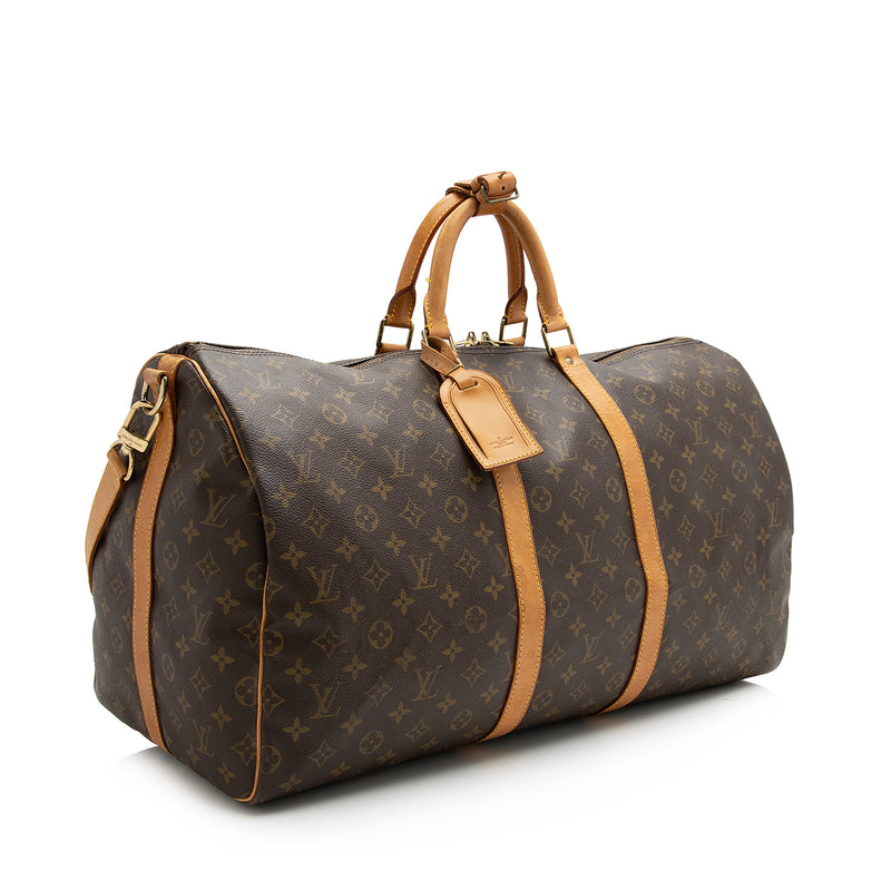 LEATHER Printed LOUIS VUITTON MONOGRAM KEEPALL BANDOULIERE DUFFLE