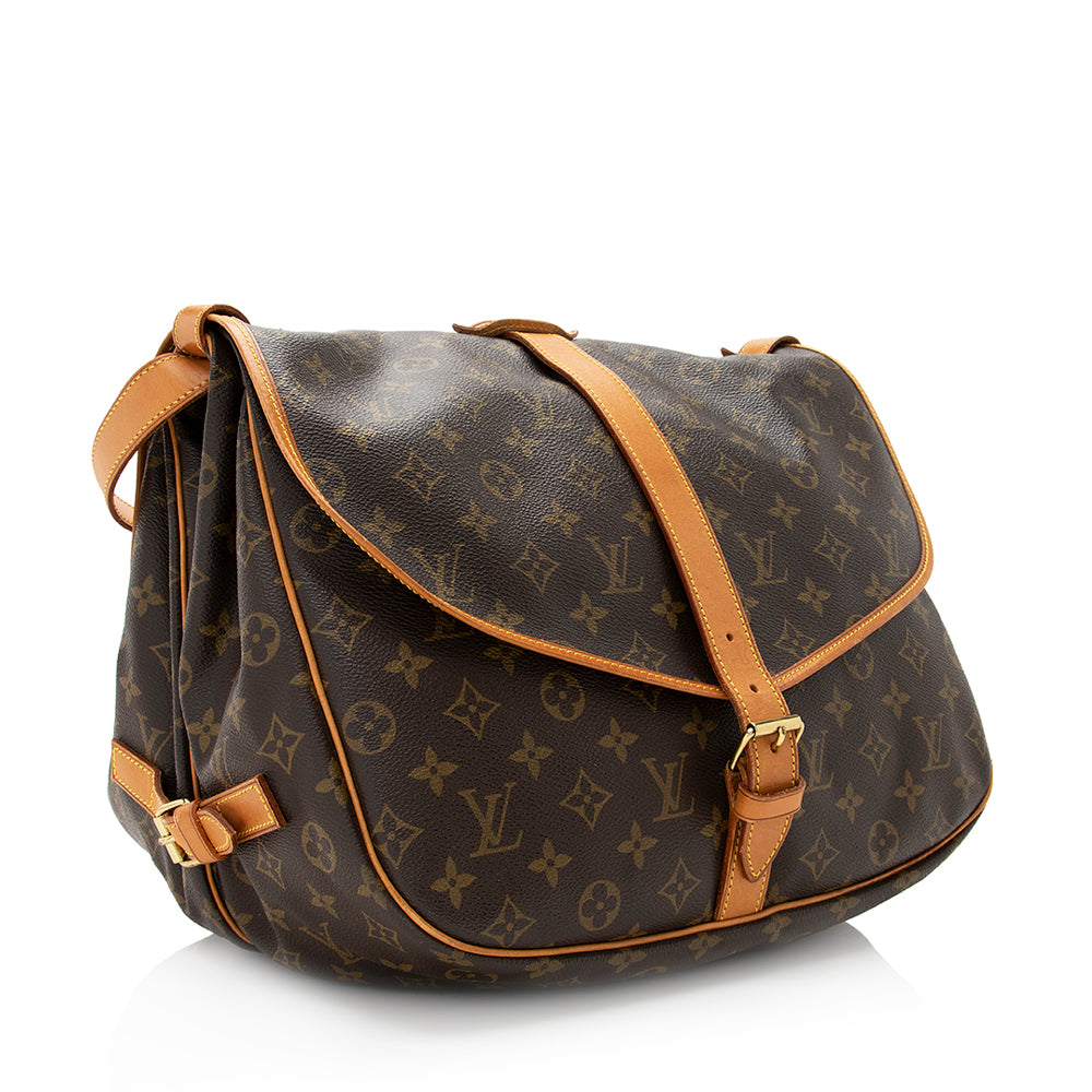 Louis Vuitton Vintage Monogram Canvas Saumur 35 Messenger Bag (SHF-20372)