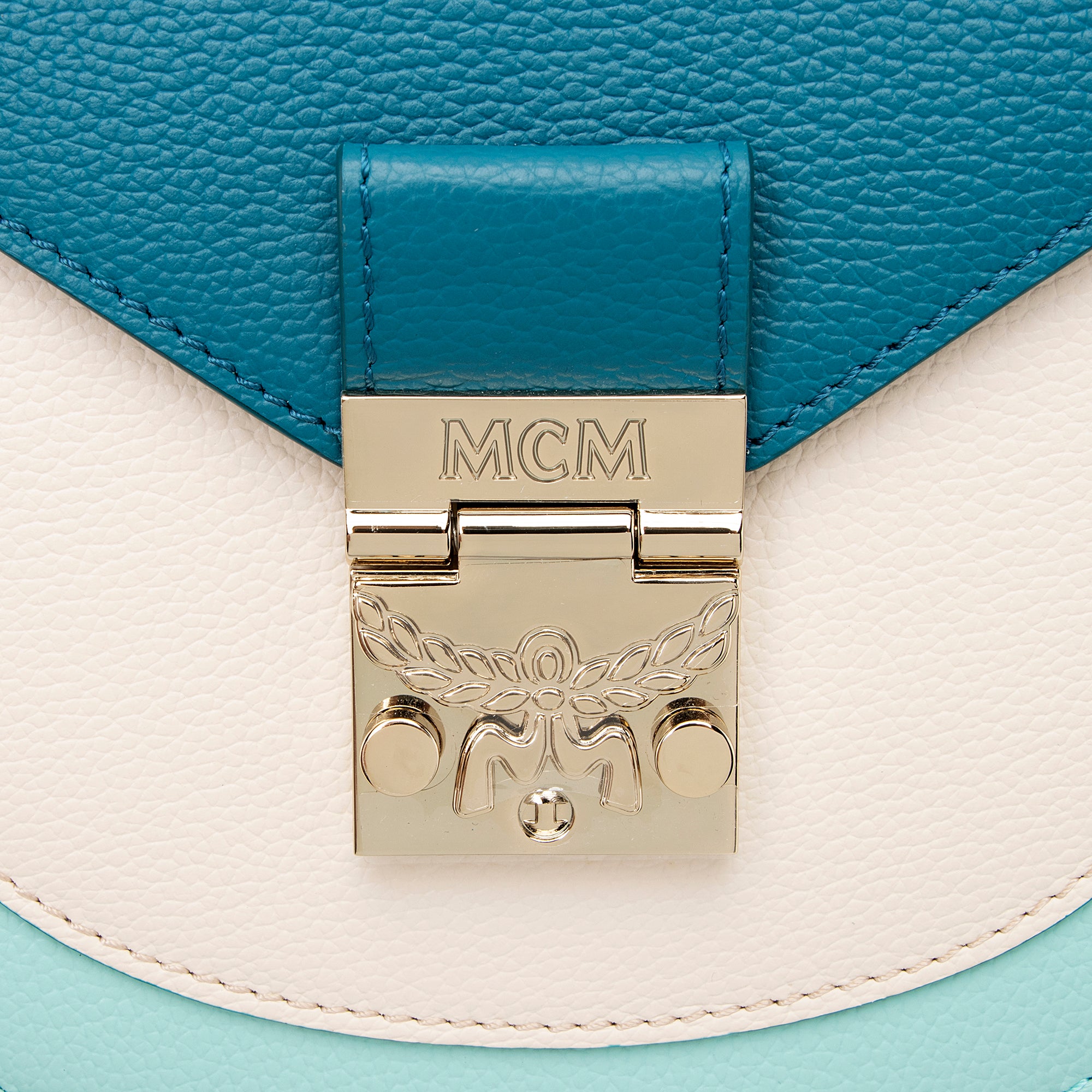 MCM Leather Colorblock Patricia Small Shoulder Bag (SHF-23483)