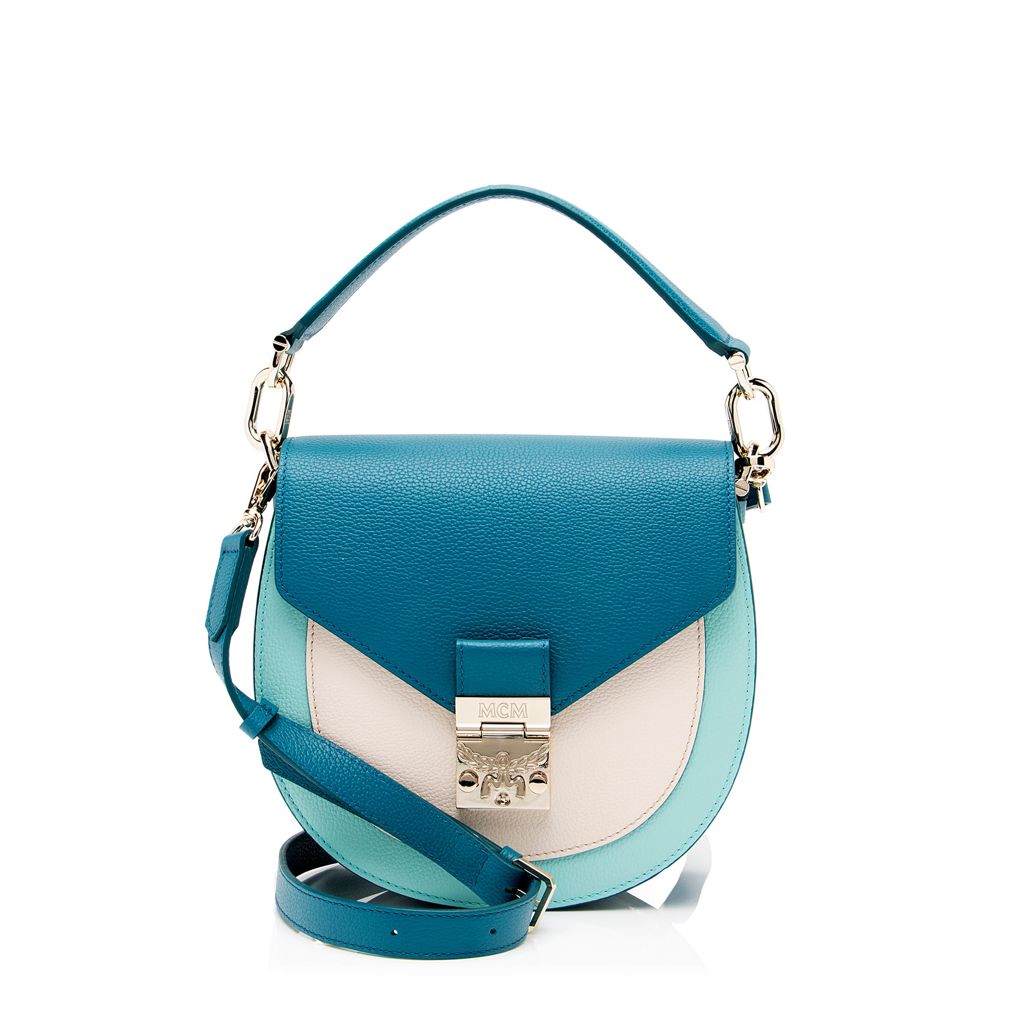 MCM Leather Colorblock Patricia Small Shoulder Bag (SHF-23483)