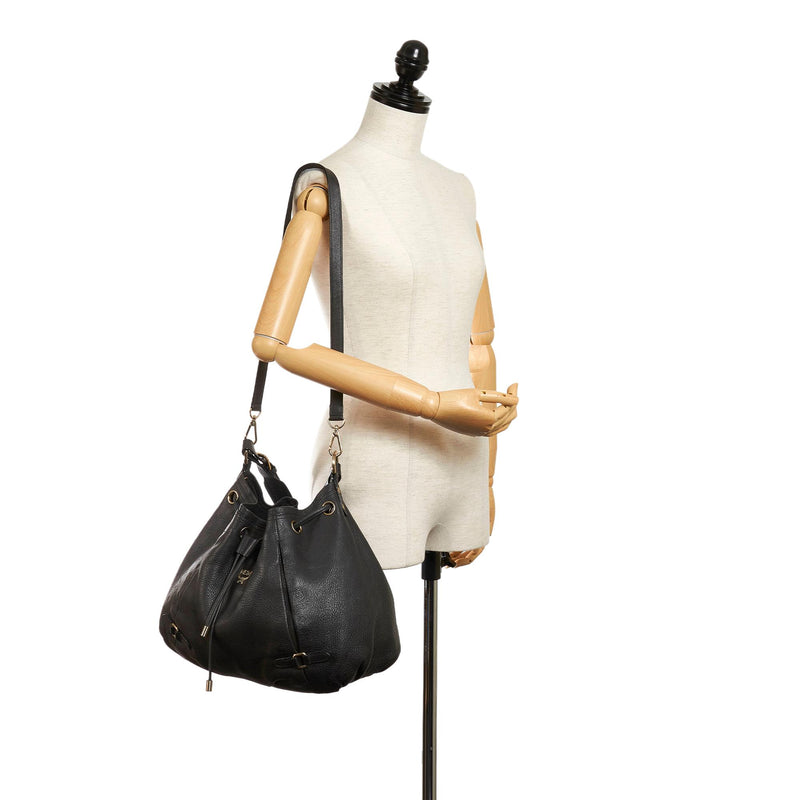 MCM Leather Drawstring Bucket Bag (SHG-29120)