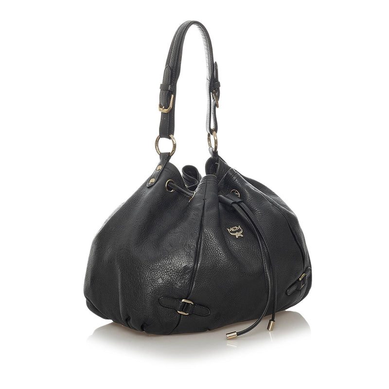 MCM Leather Drawstring Bucket Bag (SHG-29120)