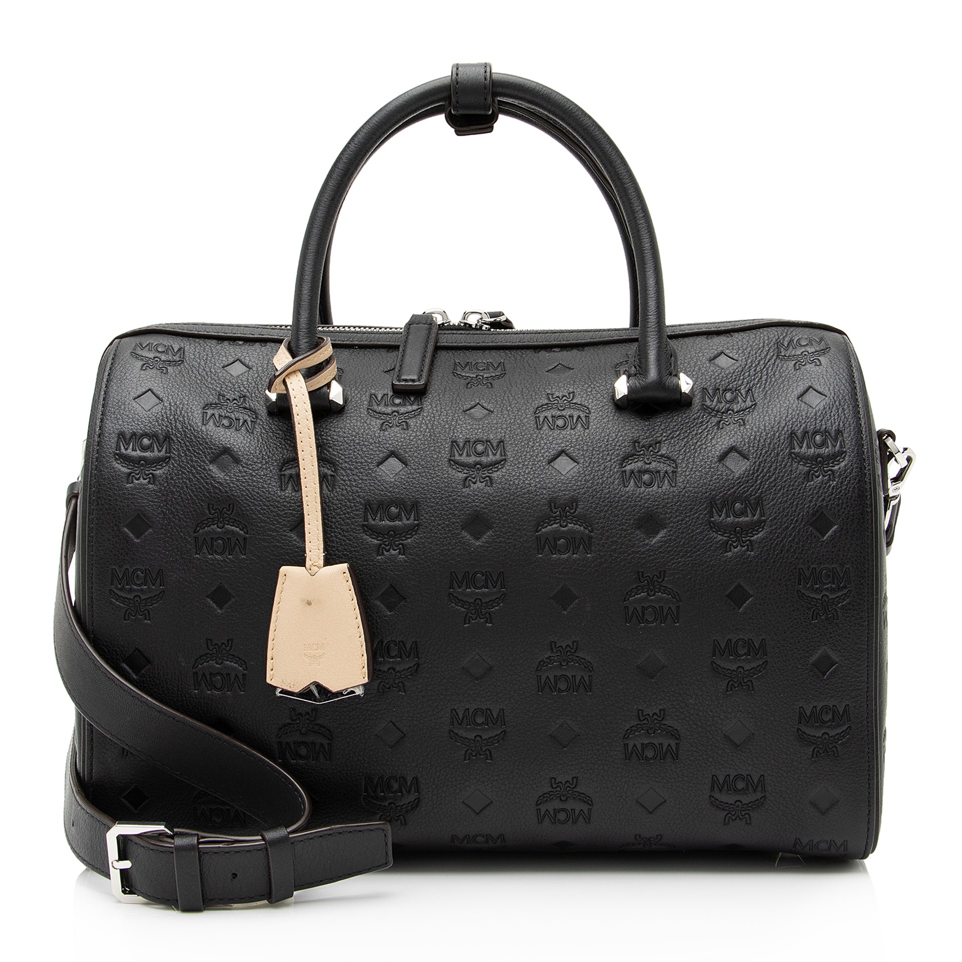 MCM Monogram Leather Essential Boston Bag (SHF-23875)
