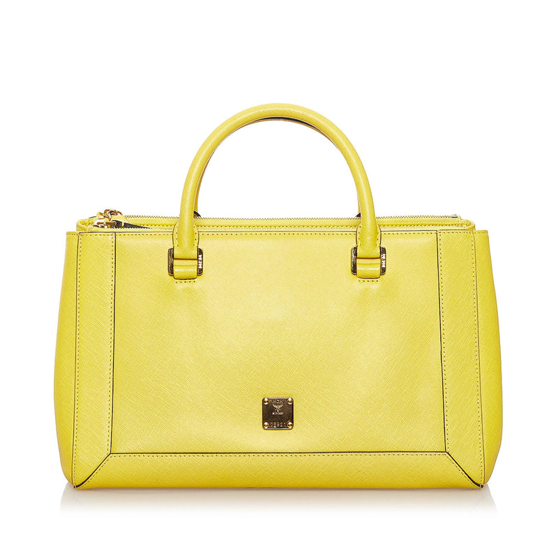 Mcm - Authenticated Handbag - Leather Yellow for Women, Good Condition