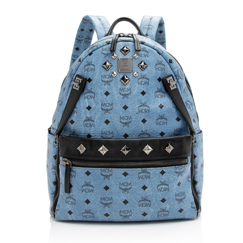 MCM Visetos Medium Sprinkle Stud Stark Backpack Blue 762018
