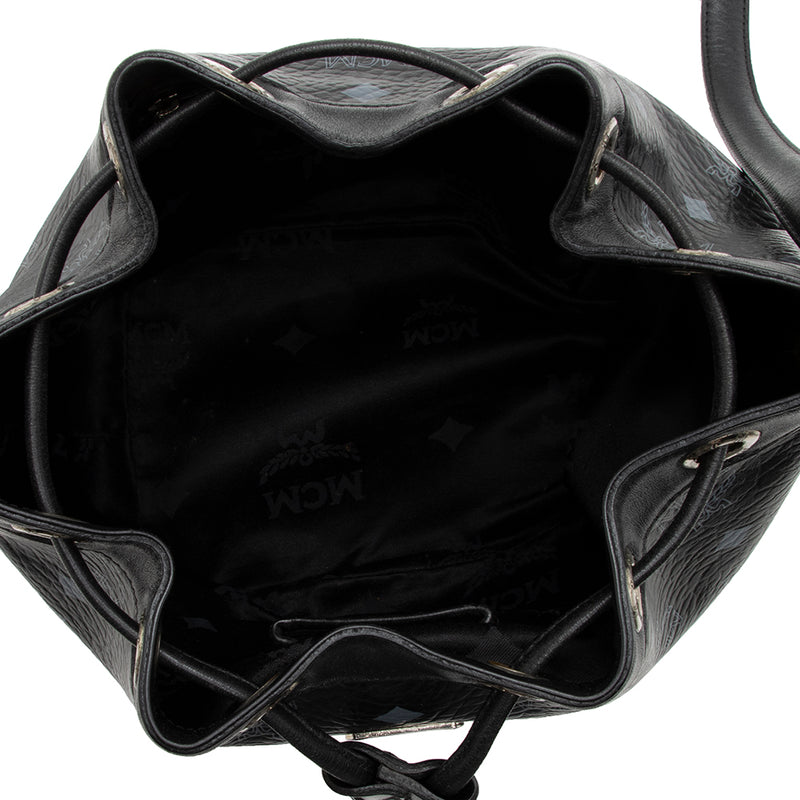 MCM Visteos Leather Klassik Drawstring Small Bucket Bag (SHF-22176) – LuxeDH