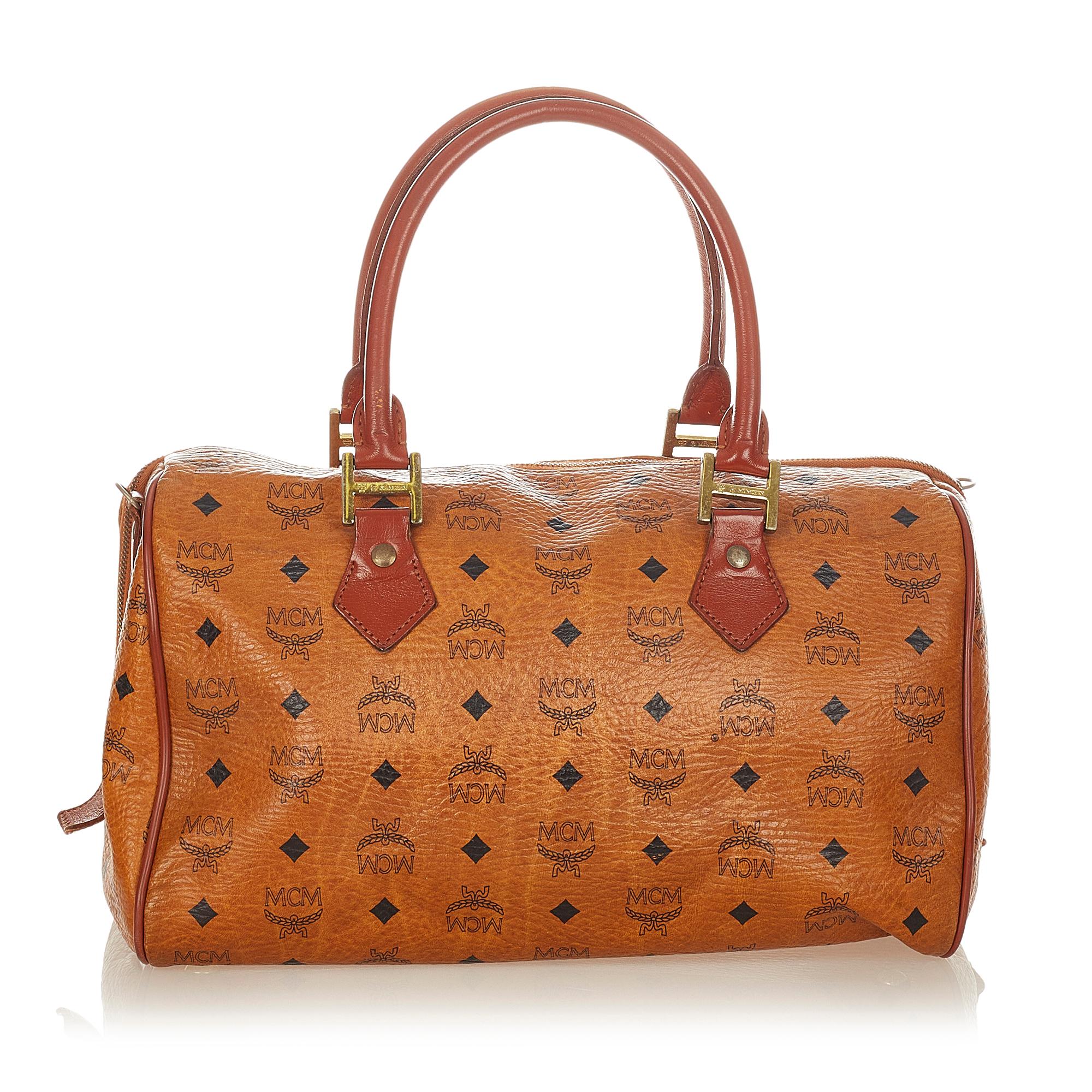 MCM Visetos Leather Boston Bag (SHG-26390)
