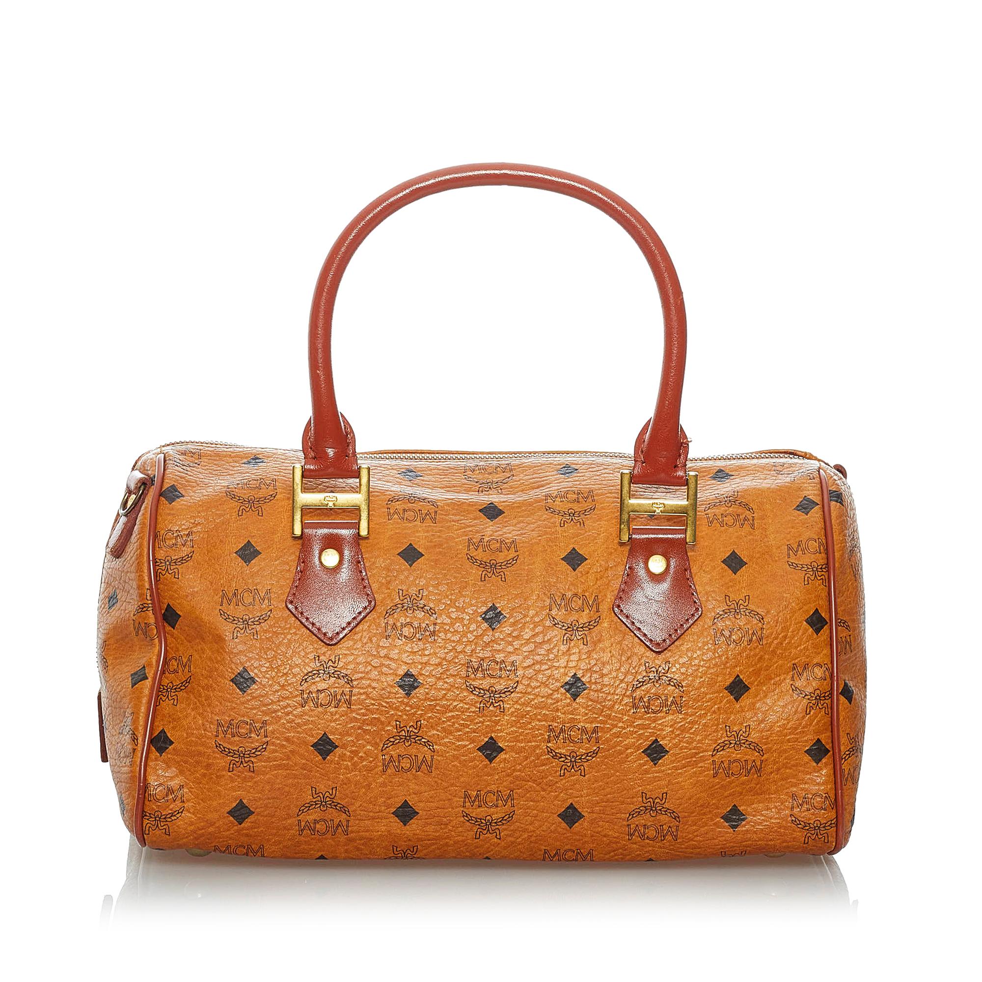 MCM Visetos Leather Boston Bag (SHG-29523)