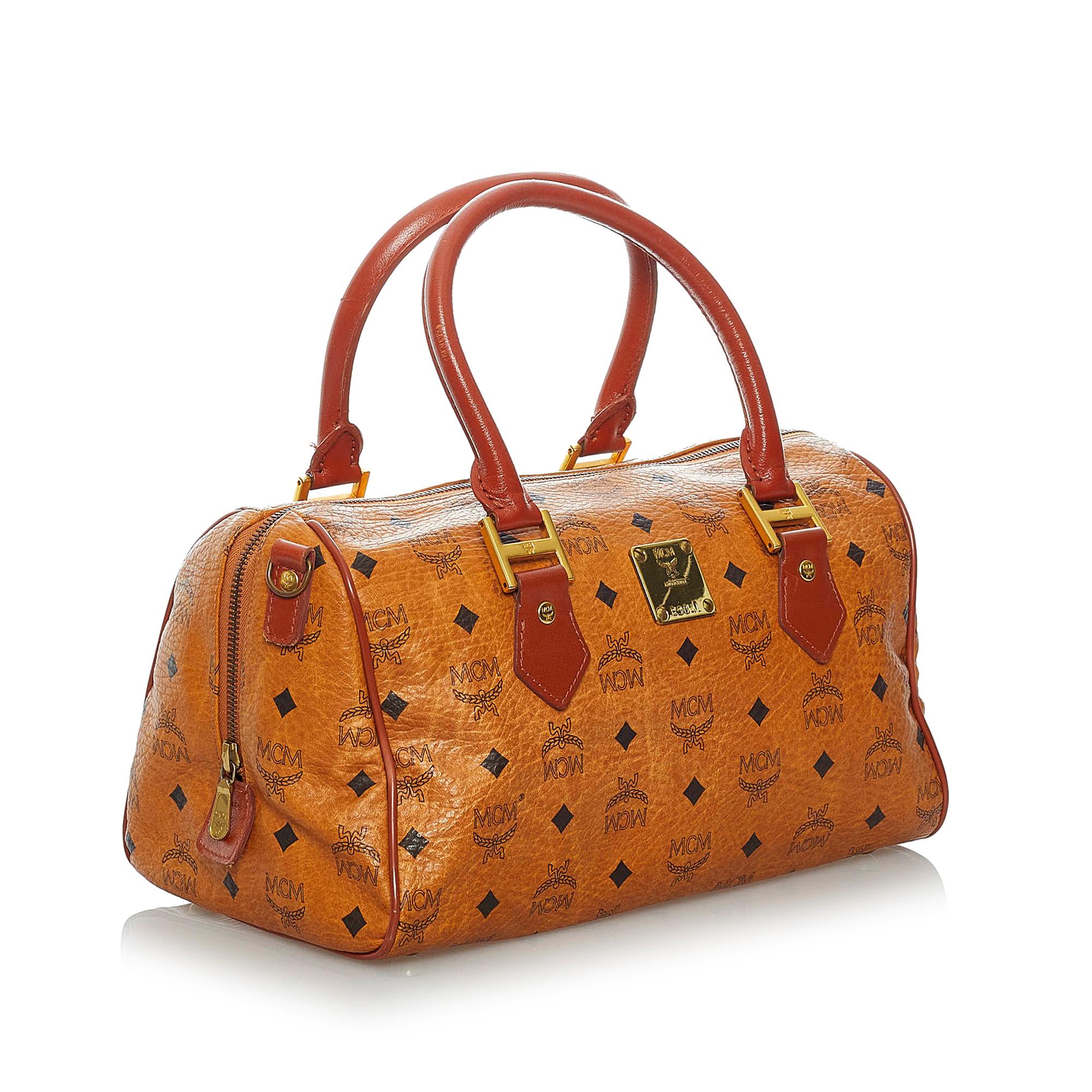 MCM Visetos Leather Boston Bag (SHG-29523)