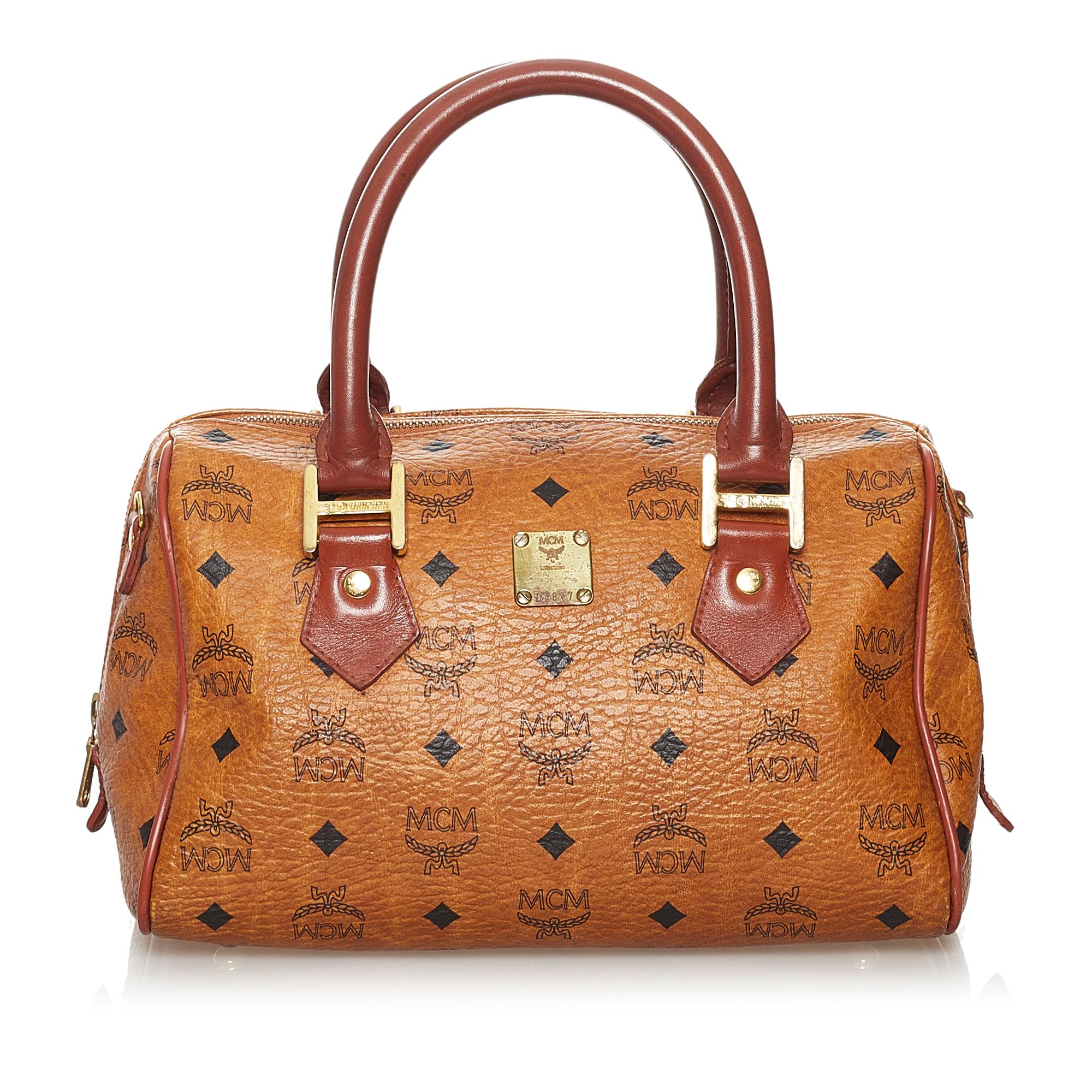 MCM Visetos Leather Boston Bag (SHG-31424)