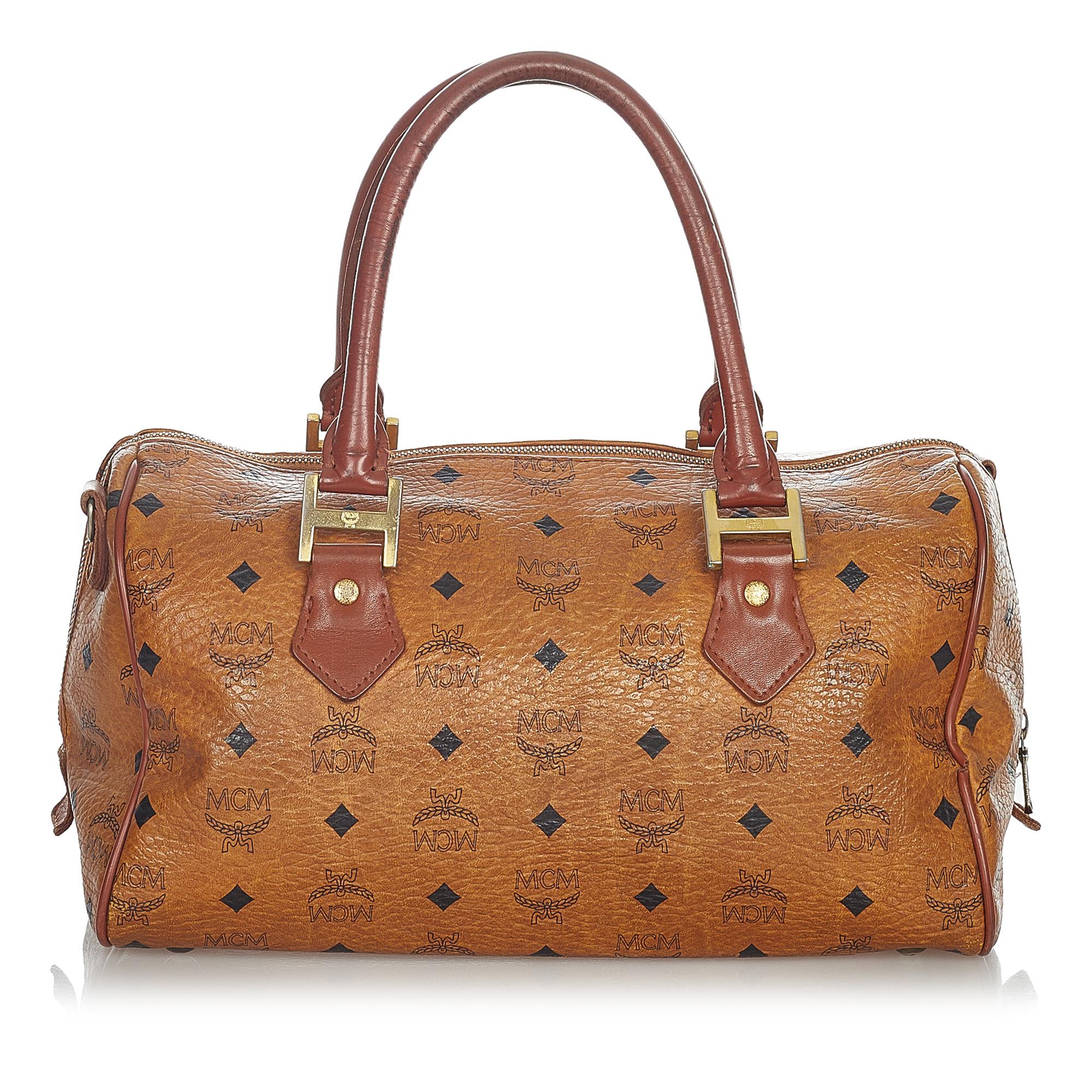 MCM Visetos Leather Boston Bag (SHG-32478)