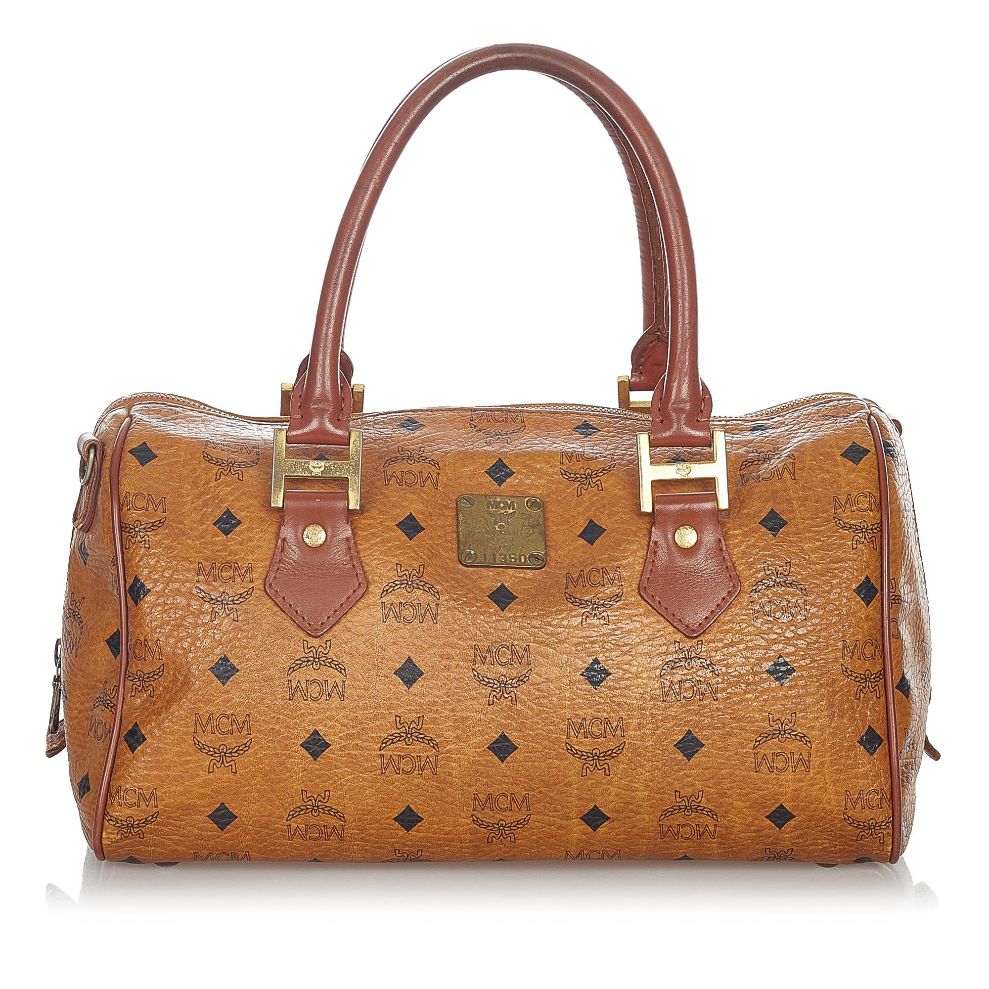 MCM Visetos Leather Boston Bag (SHG-32478)