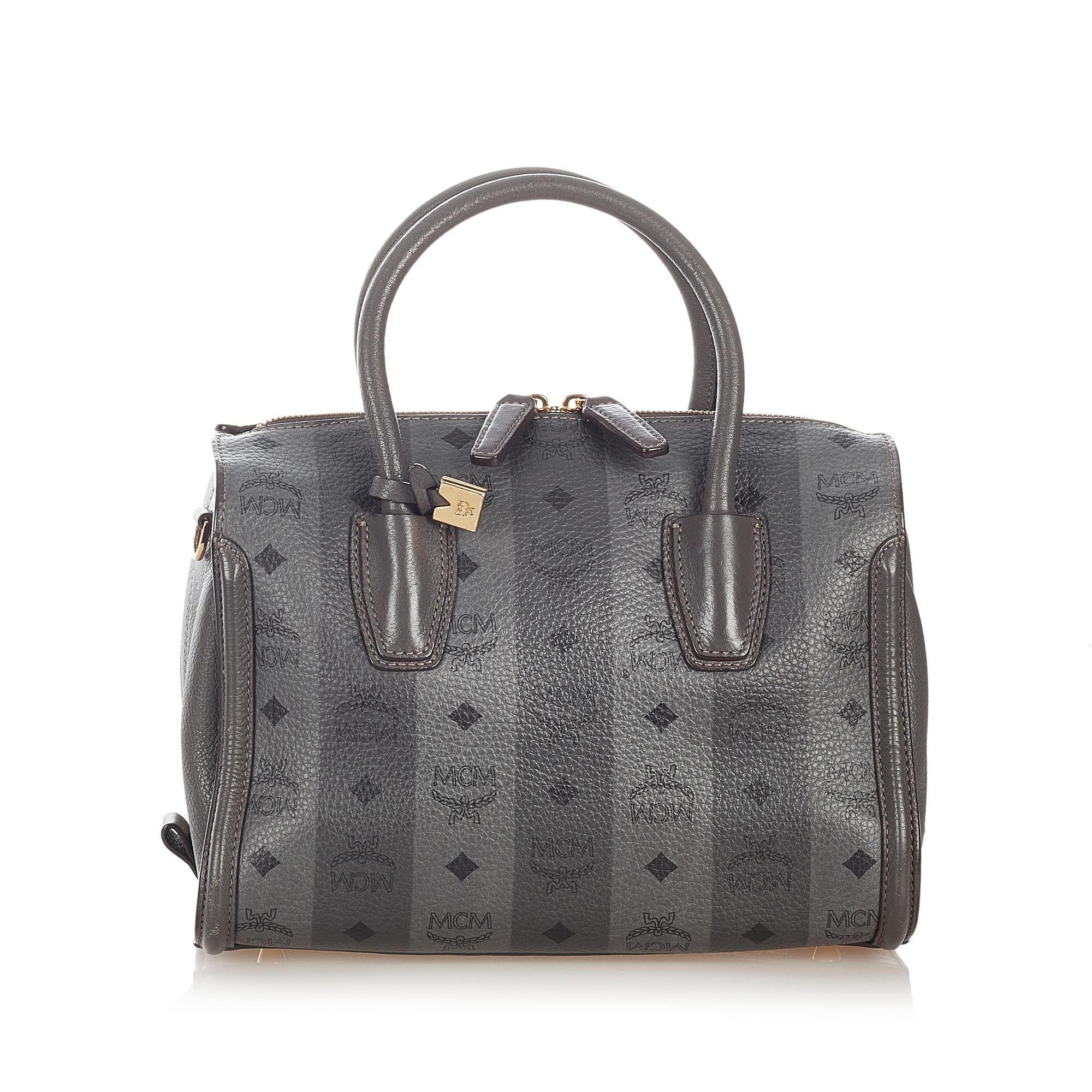 MCM Visetos Leather Boston Bag (SHG-33867)