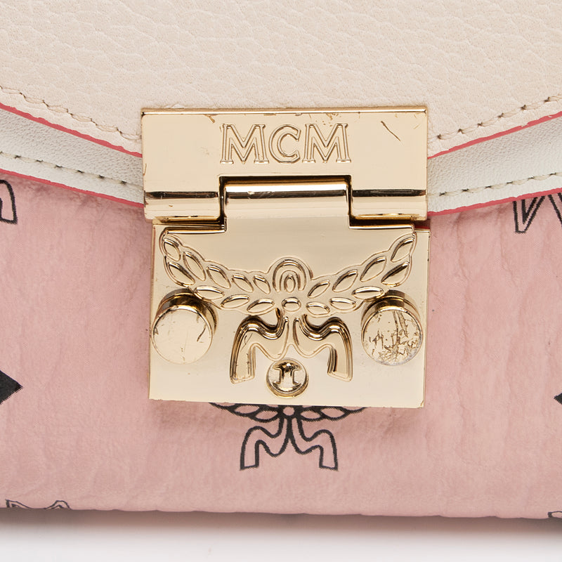 MCM Patricia Visetos Two Fold ColorBlock Leather Wallet On Chain