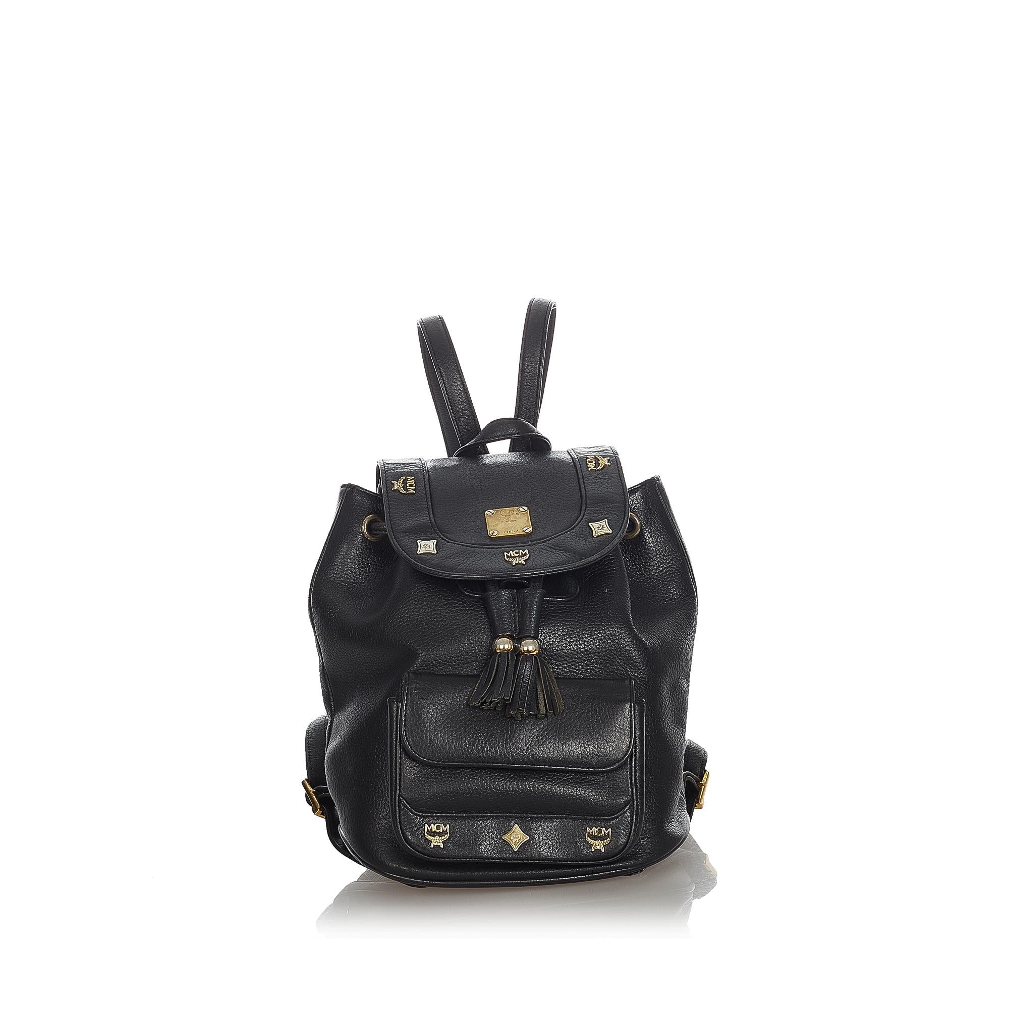 MCM Visetos Leather Drawstring Backpack (SHG-23267)