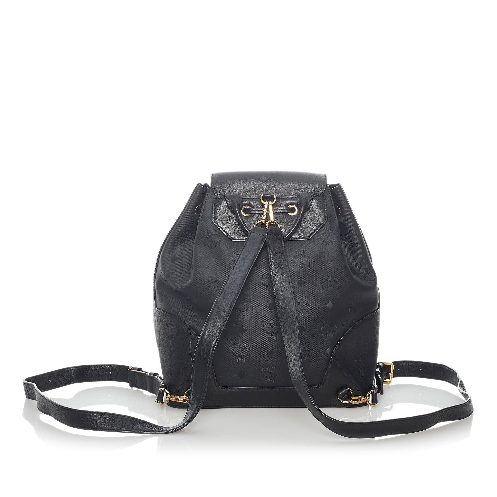 MCM Visetos Leather Drawstring Backpack (SHG-31607)