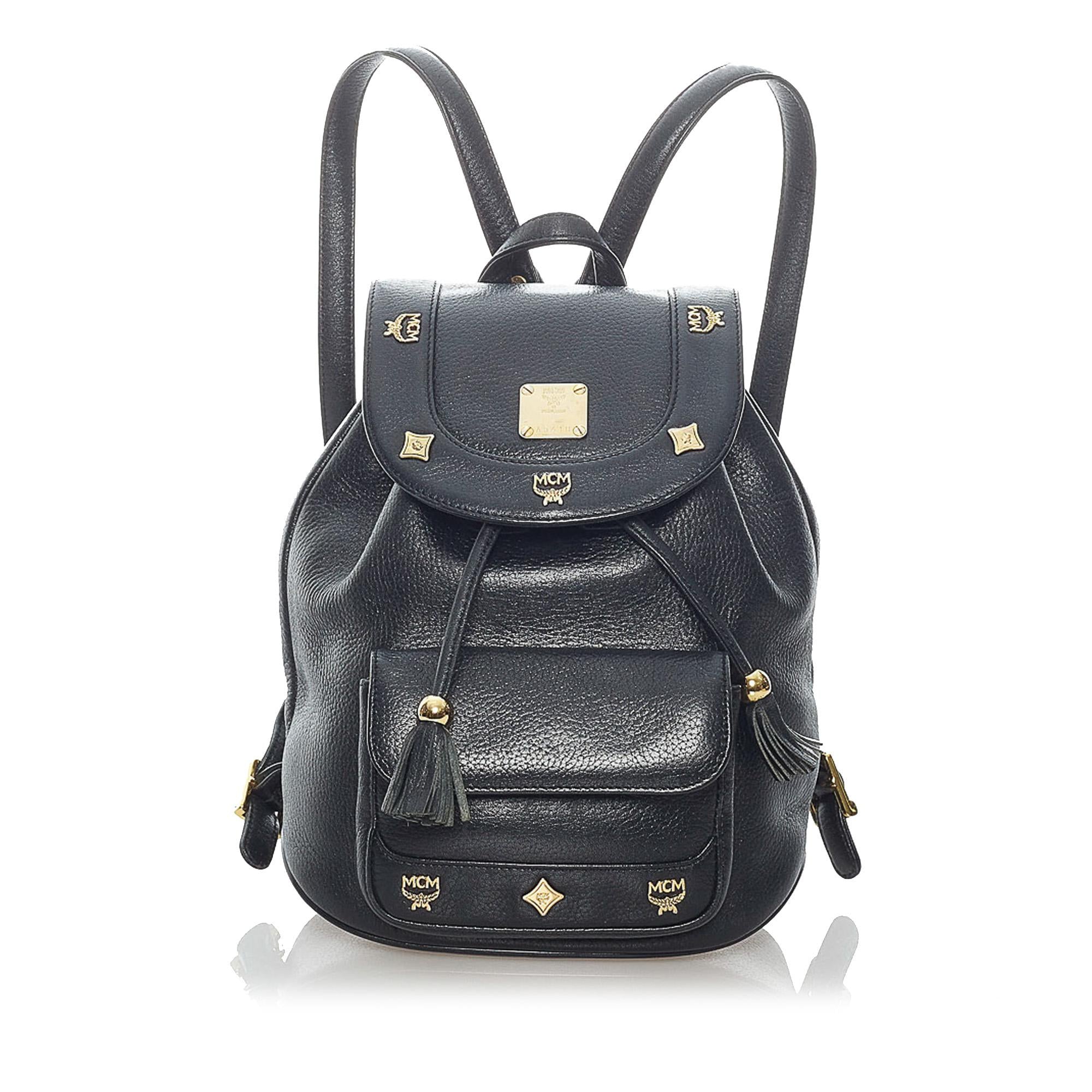MCM Visetos Leather Drawstring Backpack (SHG-32712)