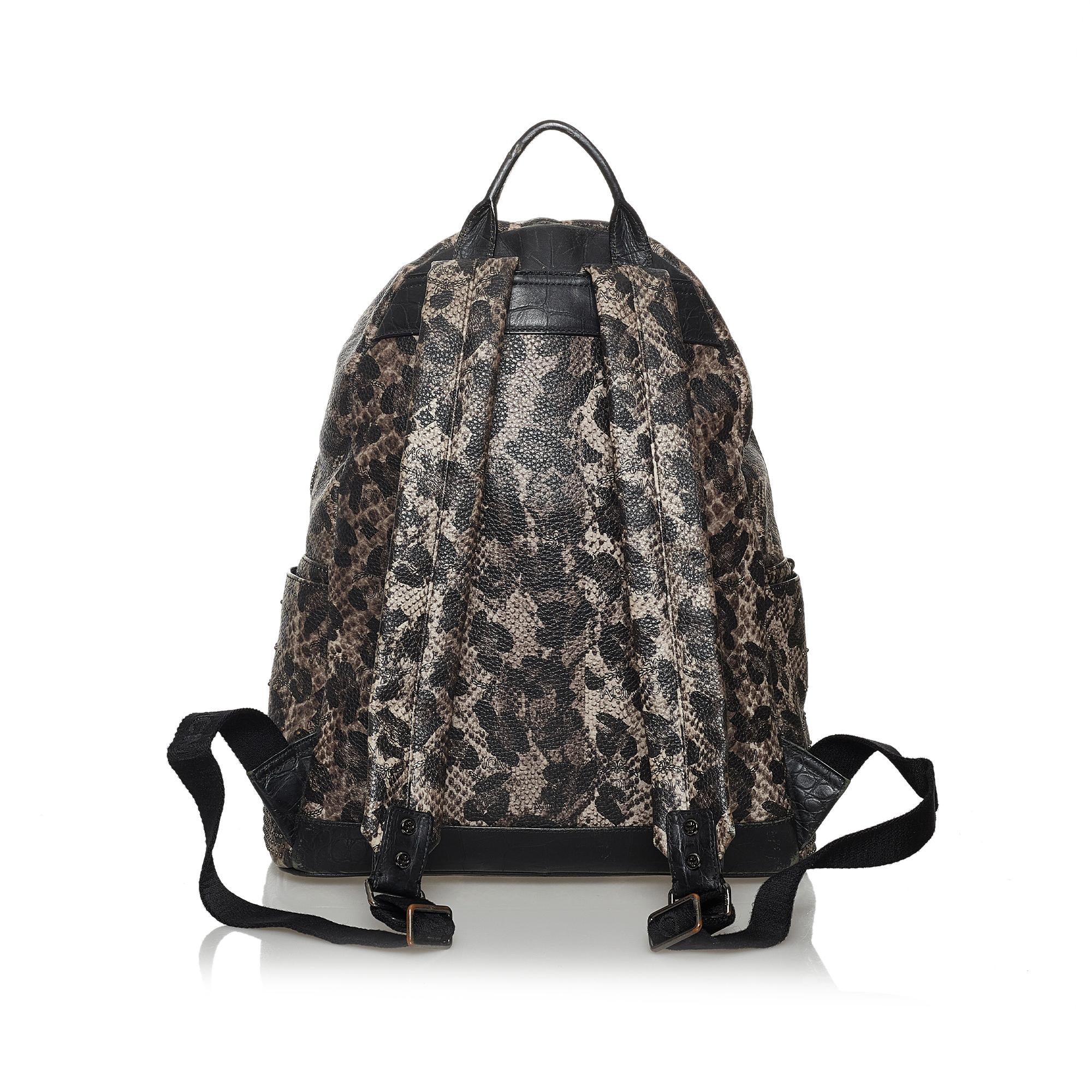 MCM Visetos Leopard Print Leather Backpack (SHG-37483)
