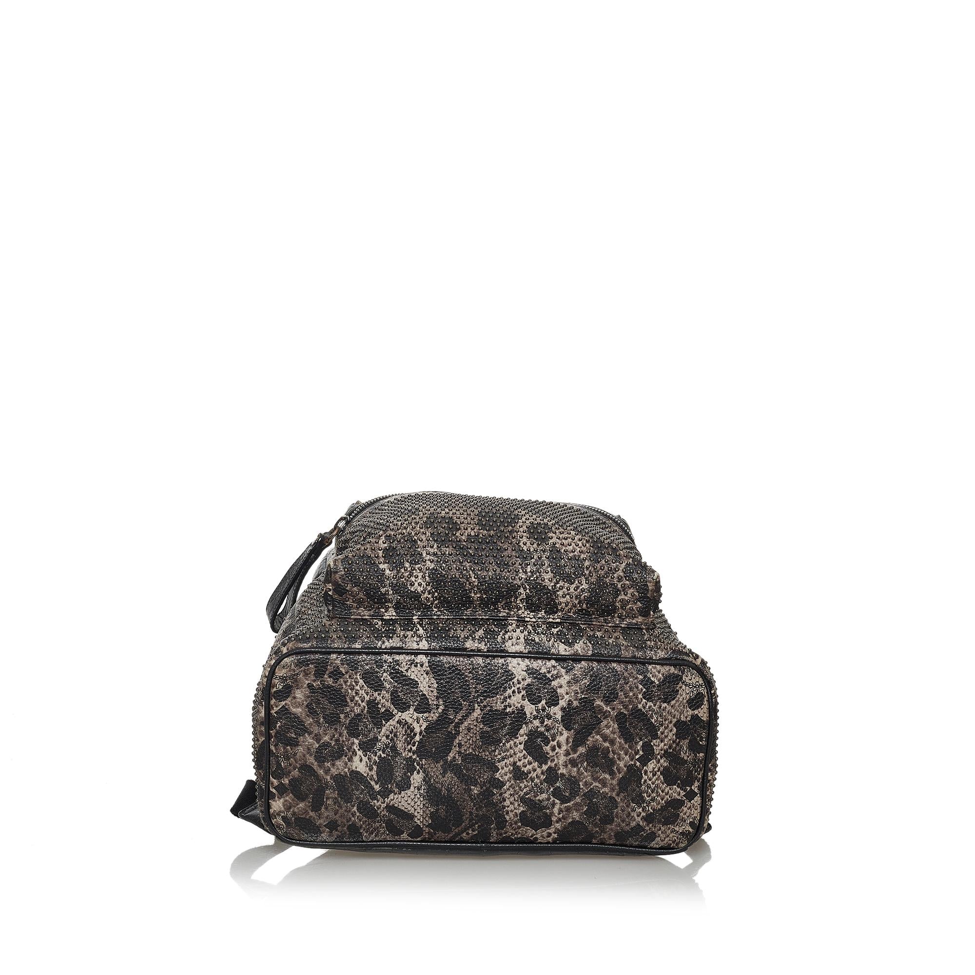 MCM Visetos Leopard Print Leather Backpack (SHG-37483)