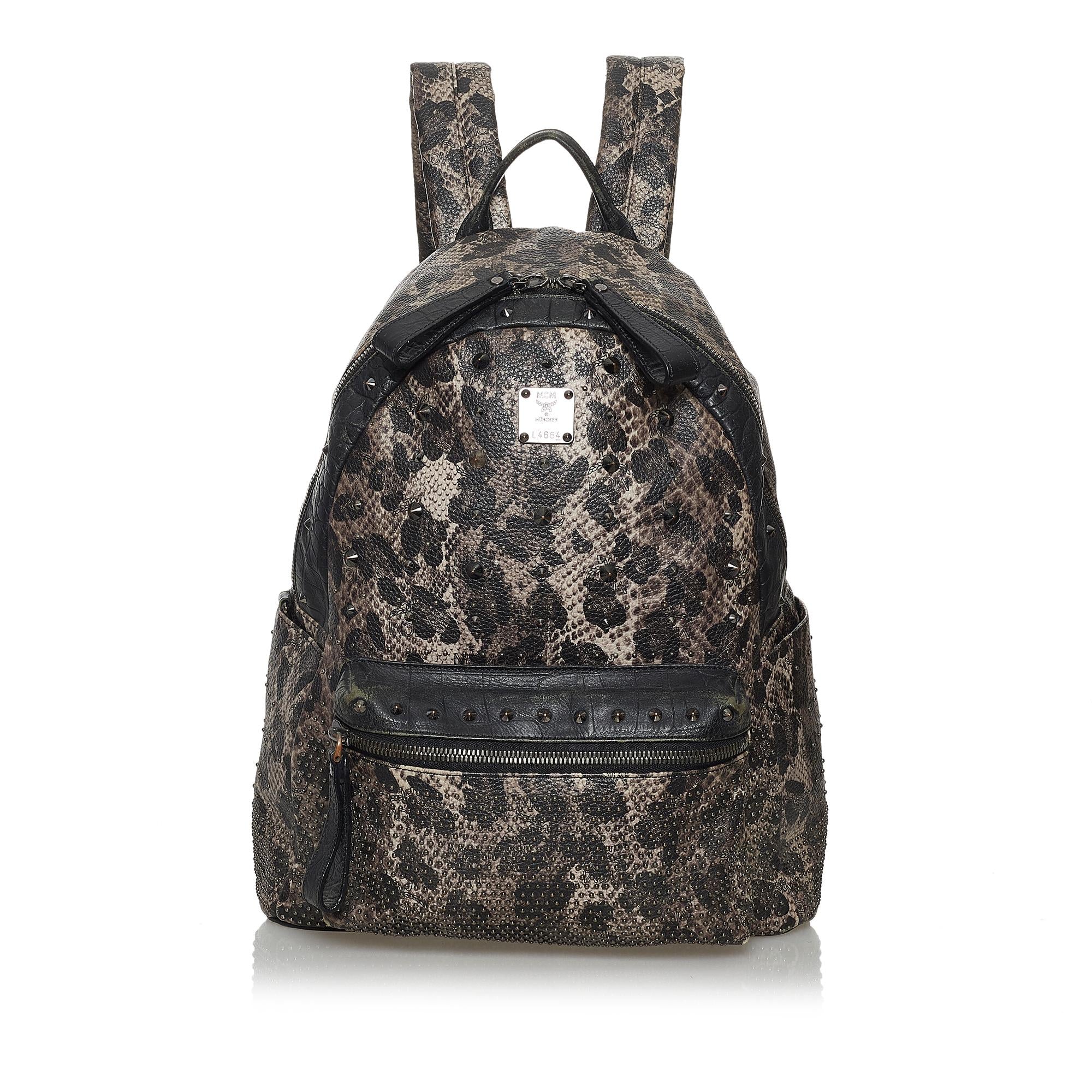 MCM Visetos Leopard Print Leather Backpack (SHG-37483)