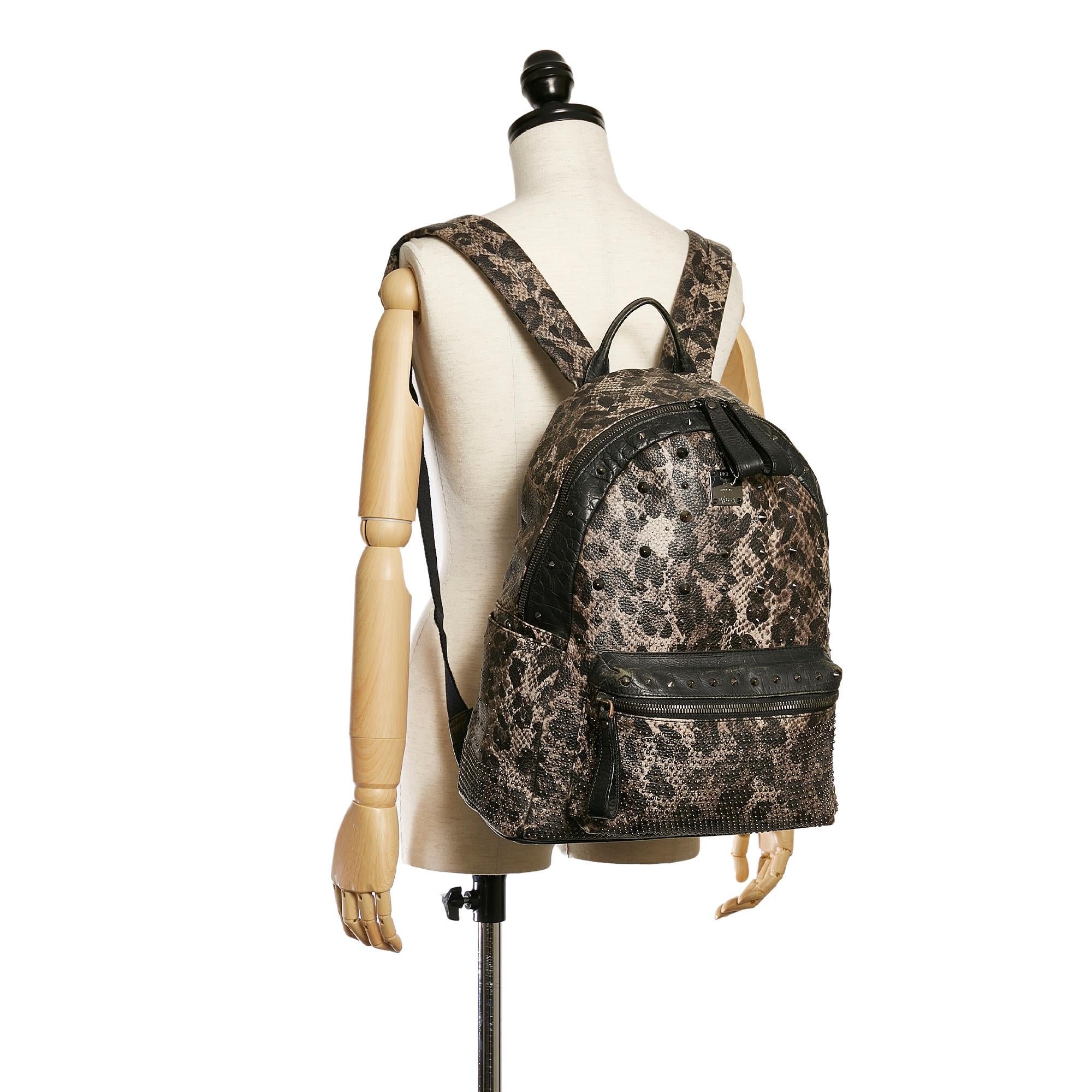 MCM Visetos Leopard Print Leather Backpack (SHG-37483)