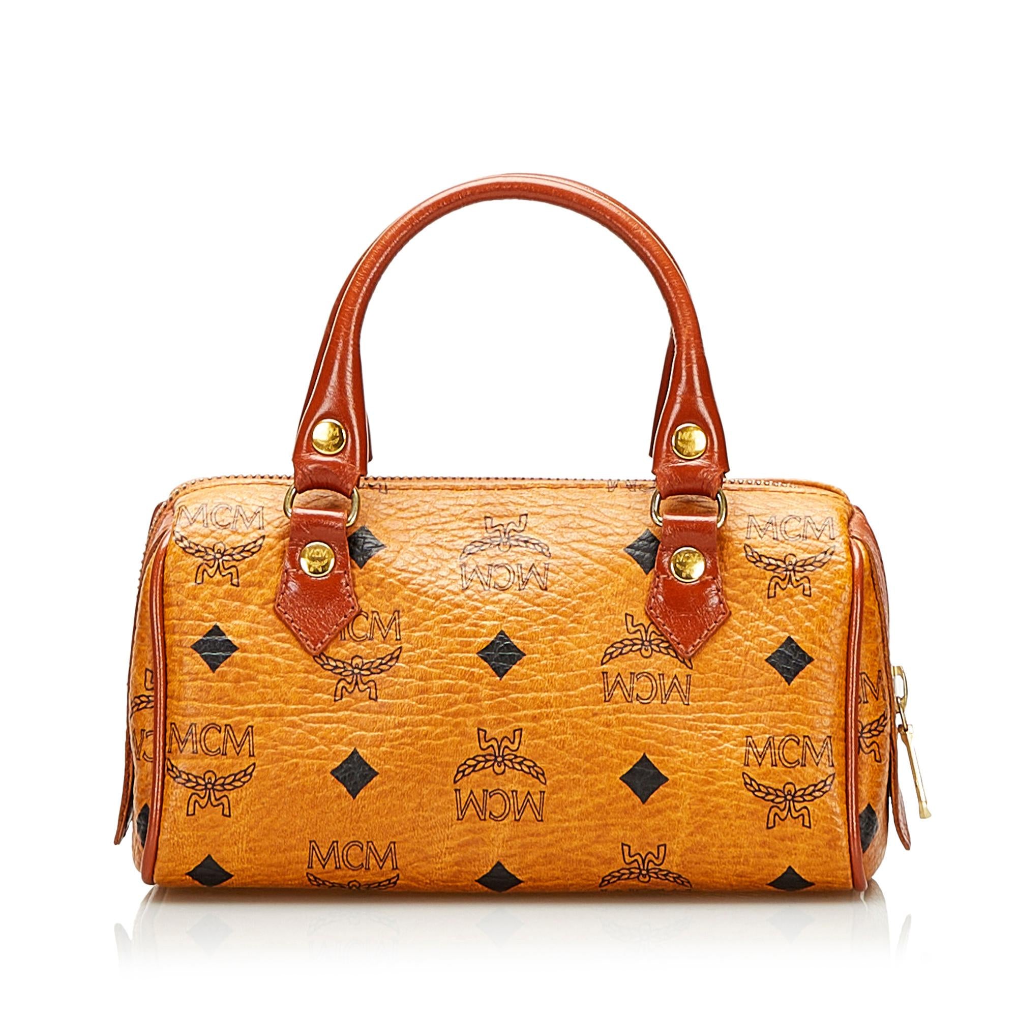 MCM Visetos Mini Boston Bag (SHG-36035)