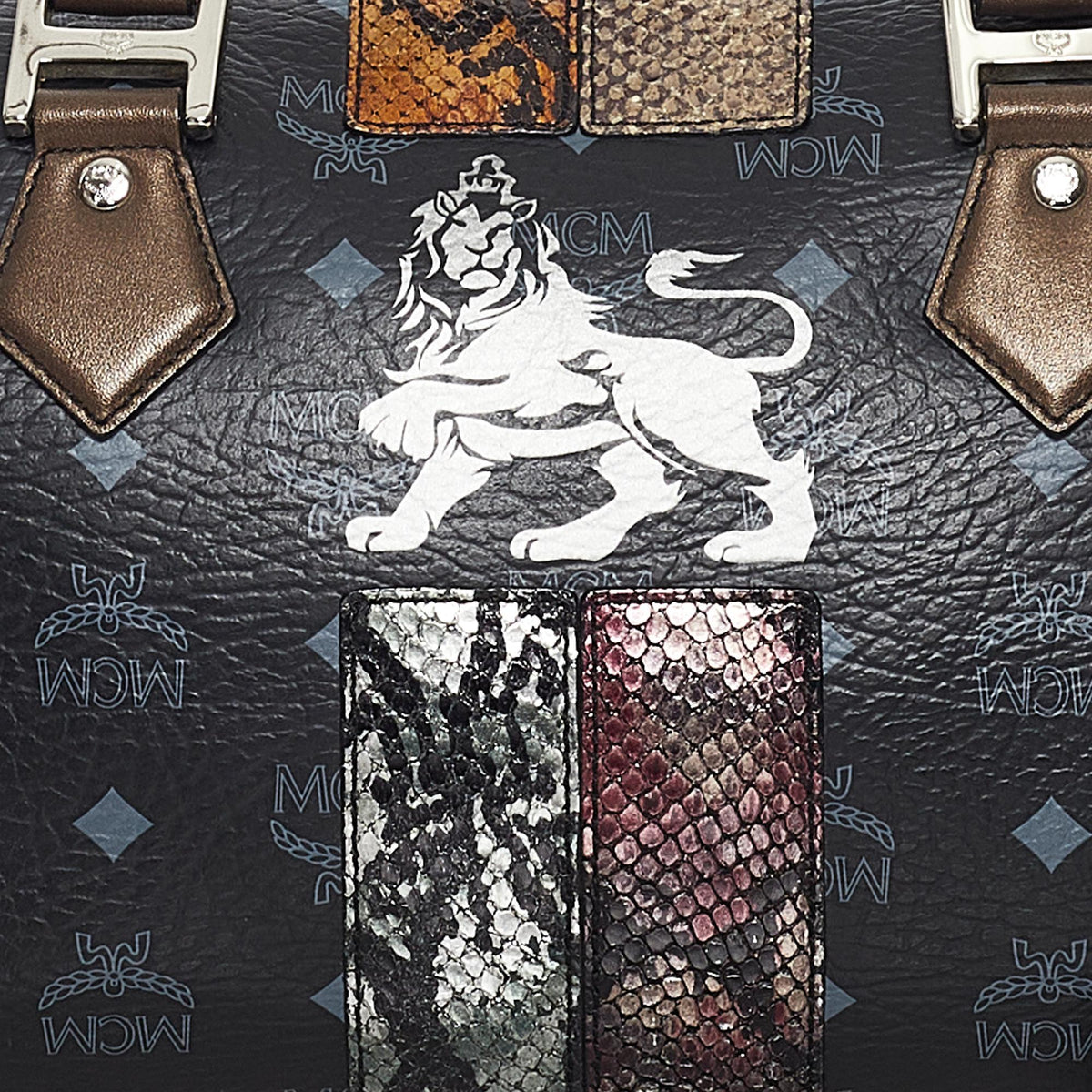 MCM Visetos Princess Lion Leather Boston Bag (SHG-31992)