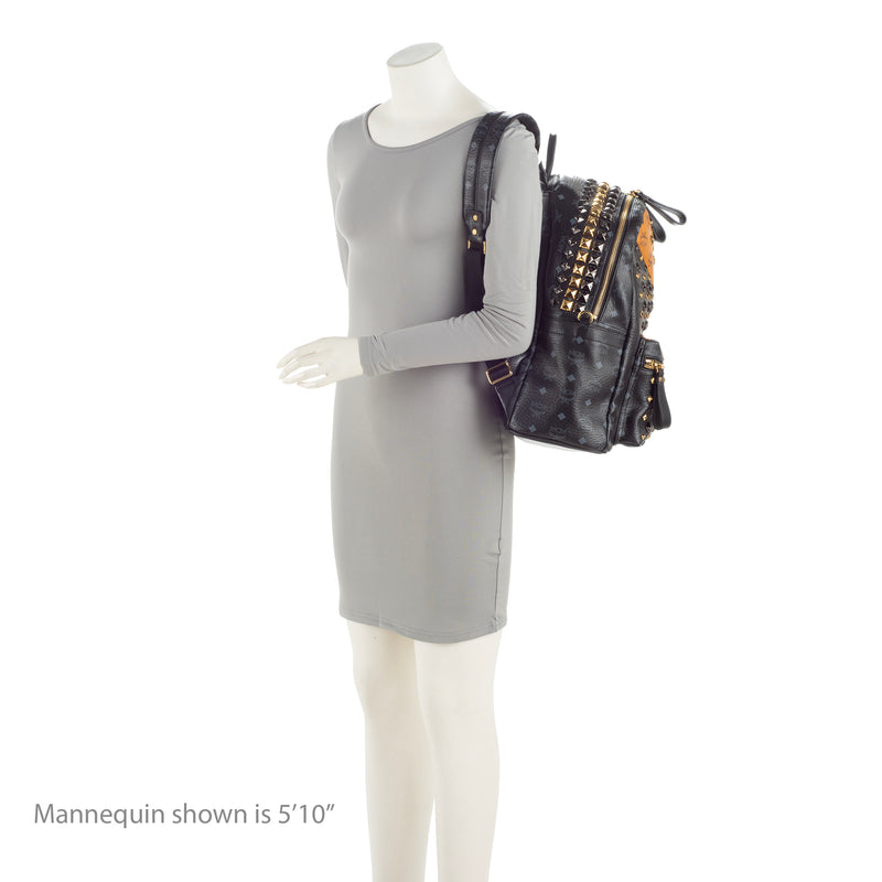 MCM Visetos Bi-Color Stark Stud Medium Backpack (SHF-23796) – LuxeDH