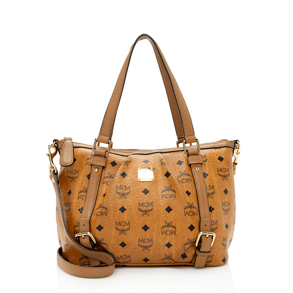 MCM Visetos Top Zip Two Way Shopper Tote (SHF-20850)