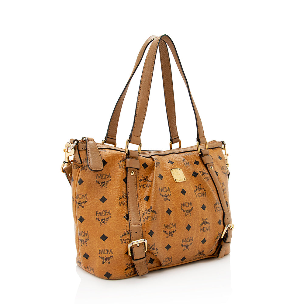 MCM Visetos Top Zip Two Way Shopper Tote (SHF-20850)