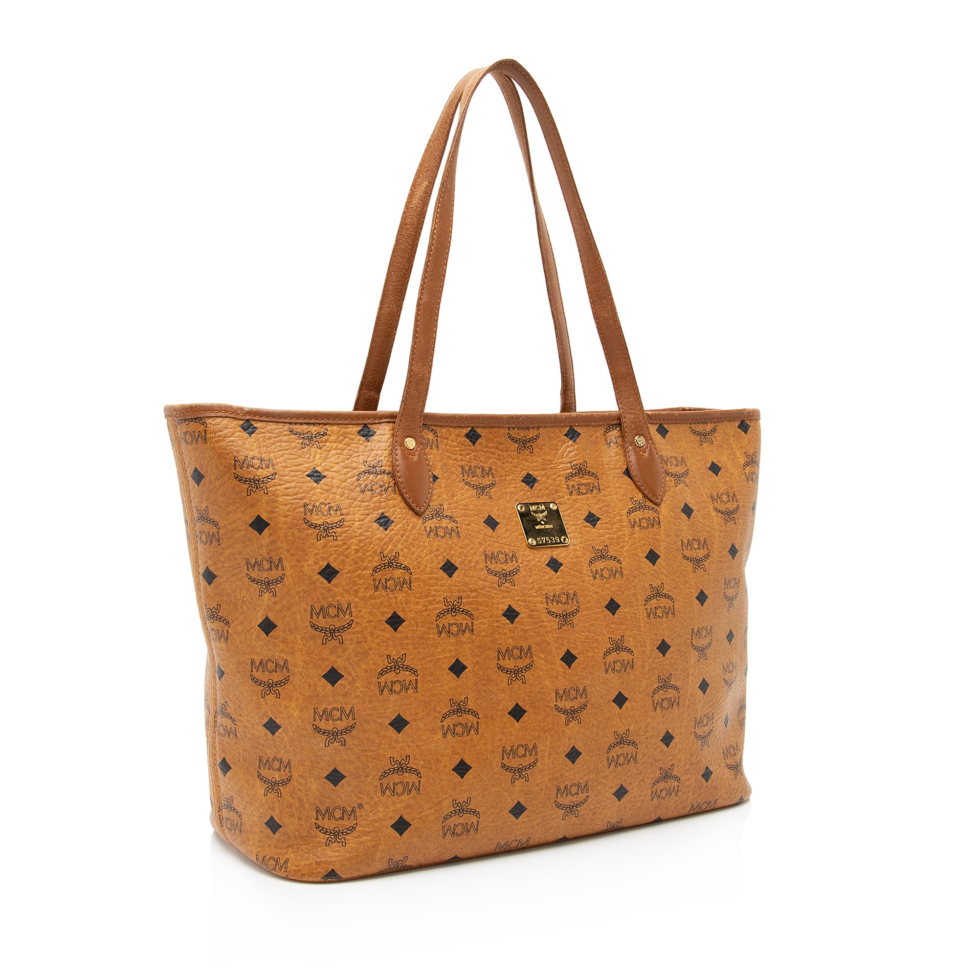 MCM Visetos Yris Large Top Zip Shopper Tote (SHF-23876)