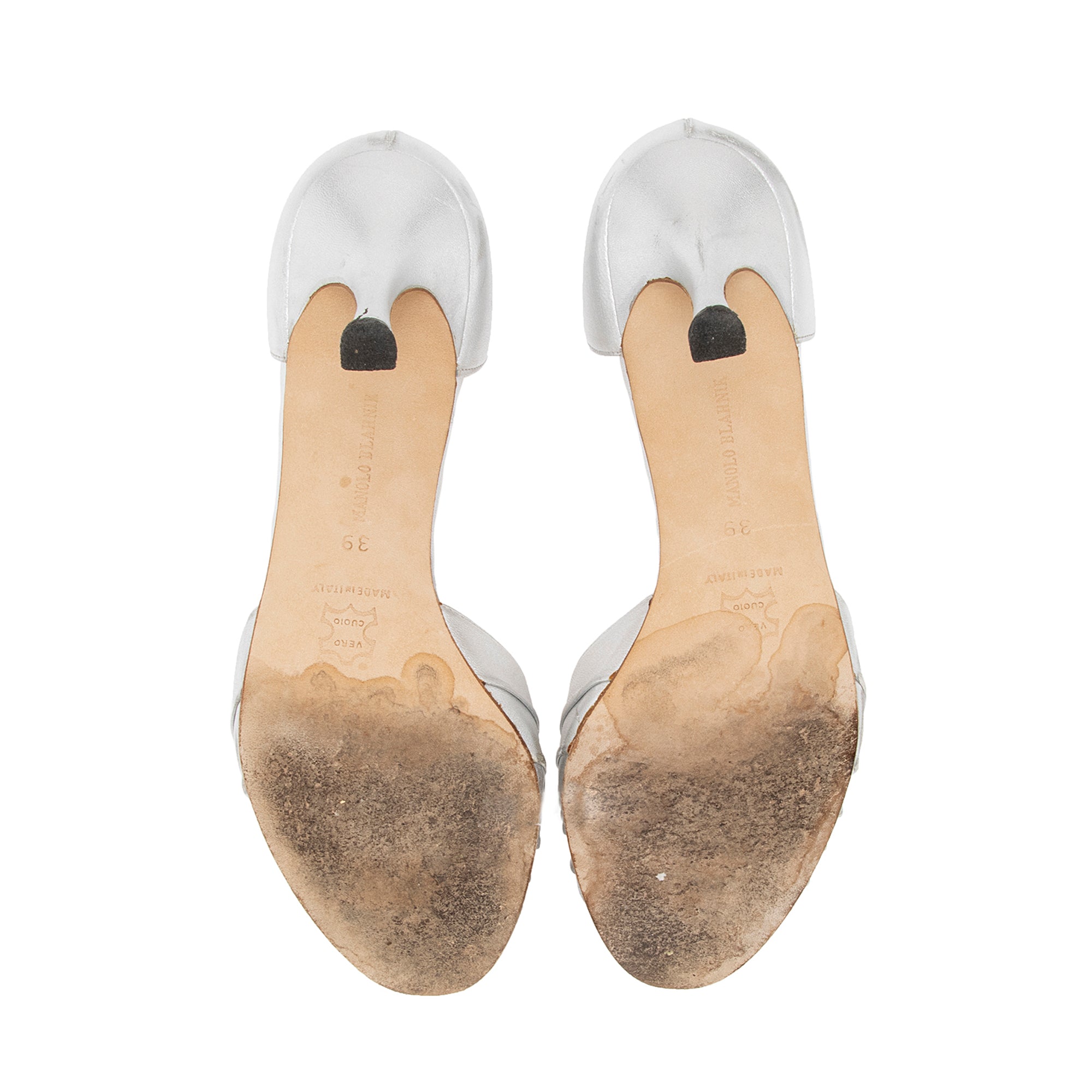 Manolo Blahnik Metallic Lambskin Crystal Sedarby D'Orsay Pumps - Size 9 / 39 (SHF-LcPDnE)