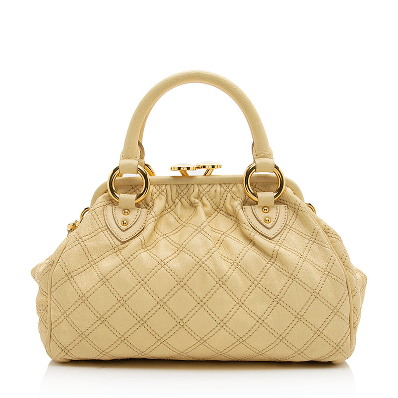 Marc Jacobs Quilted Leather Stam Satchel (SHF-19099)