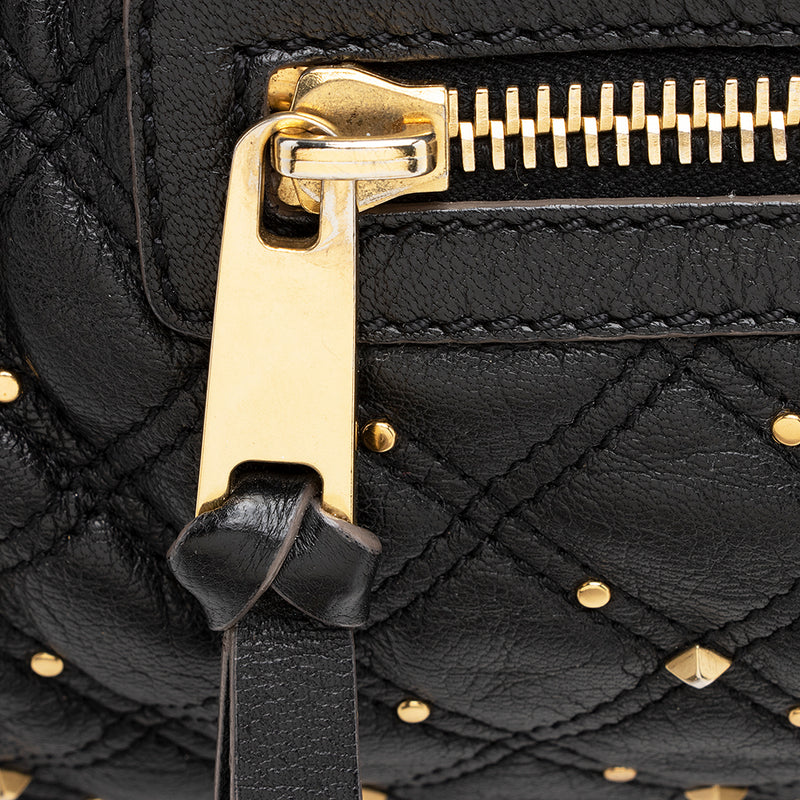 Marc Jacobs Quilted Leather Studded Stam Satchel (SHF-20644)