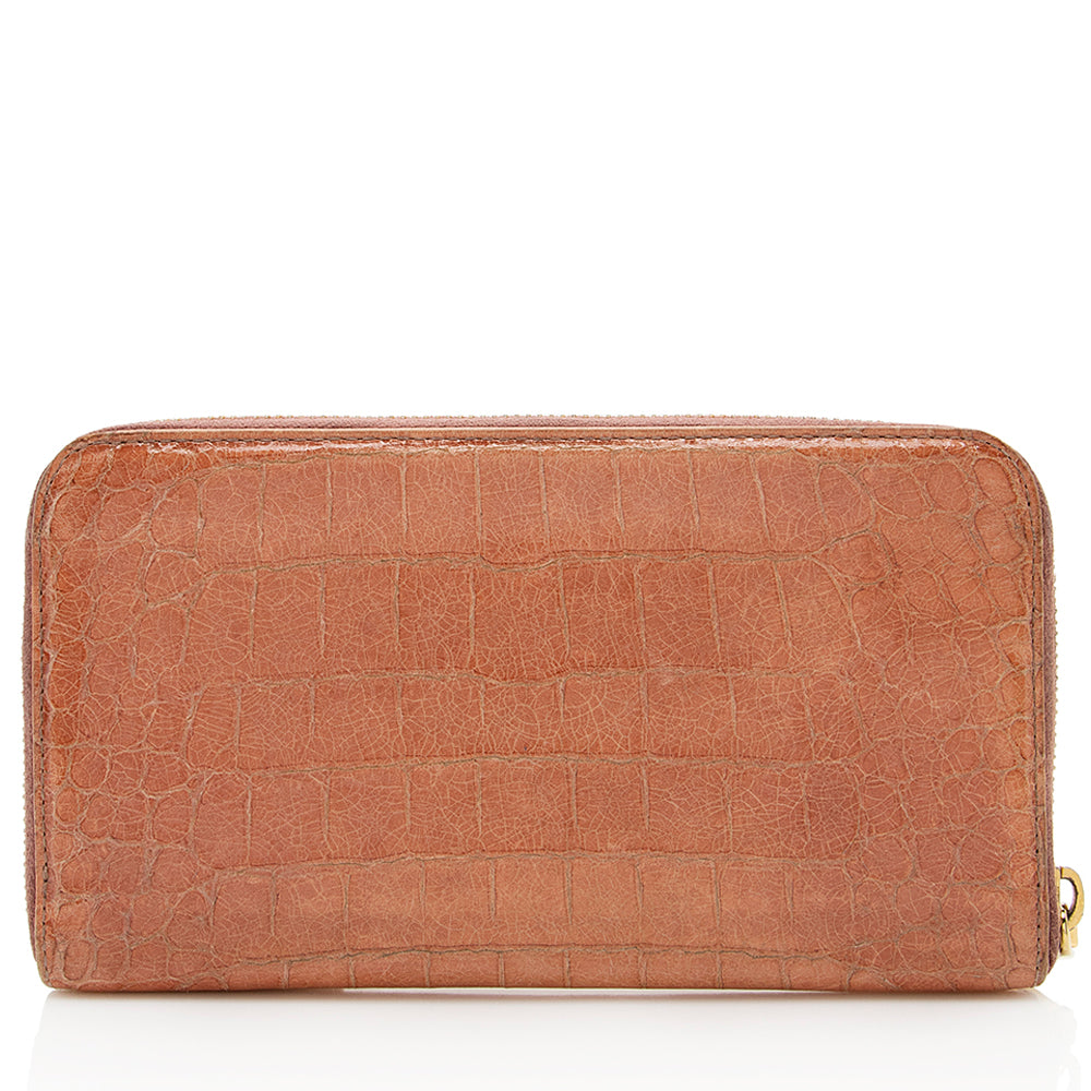 Miu Miu Croc Embossed St. Coco Lux Zip Wallet (SHF-18954)