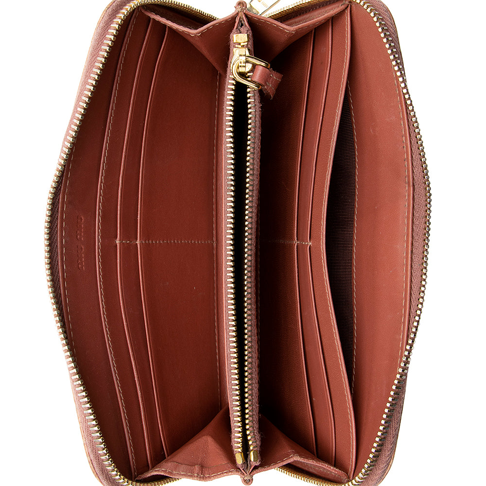 Miu Miu Croc Embossed St. Coco Lux Zip Wallet (SHF-18954)